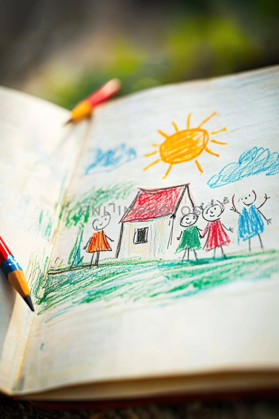 Children painting drawings. AI generative.