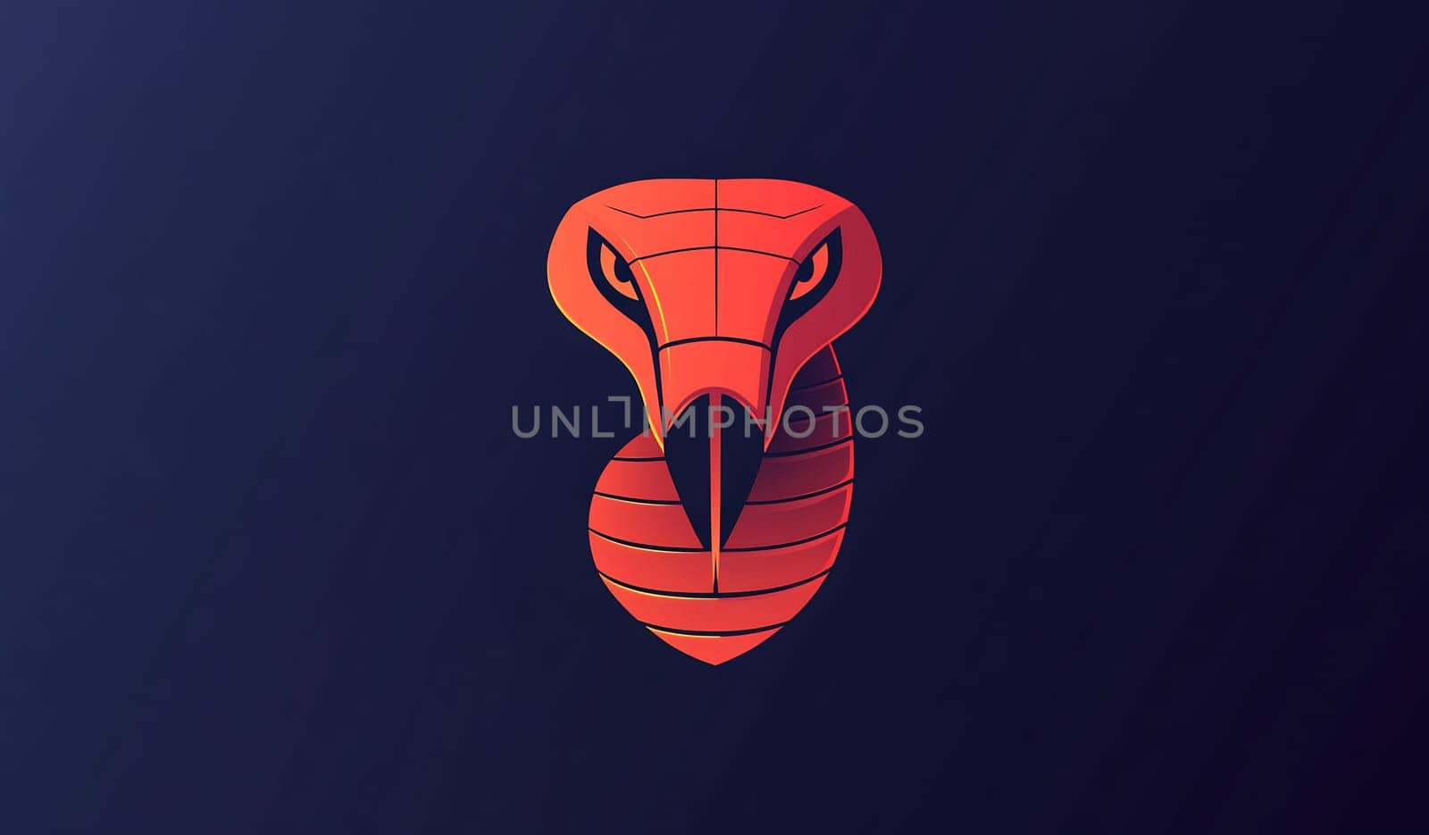 A striking illustration of a snake's head, showcasing its angular features and bold colors, perfect for creative projects.
