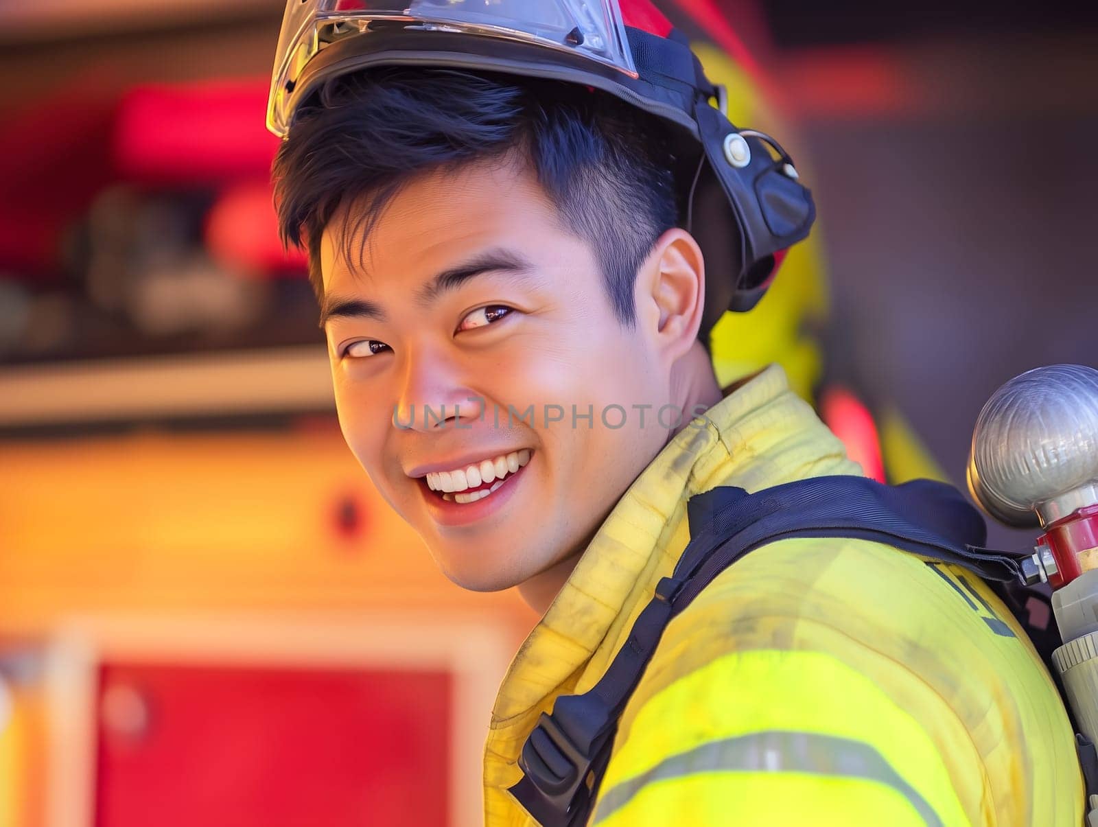 Firefighting Young Fireman Hero Work Profession