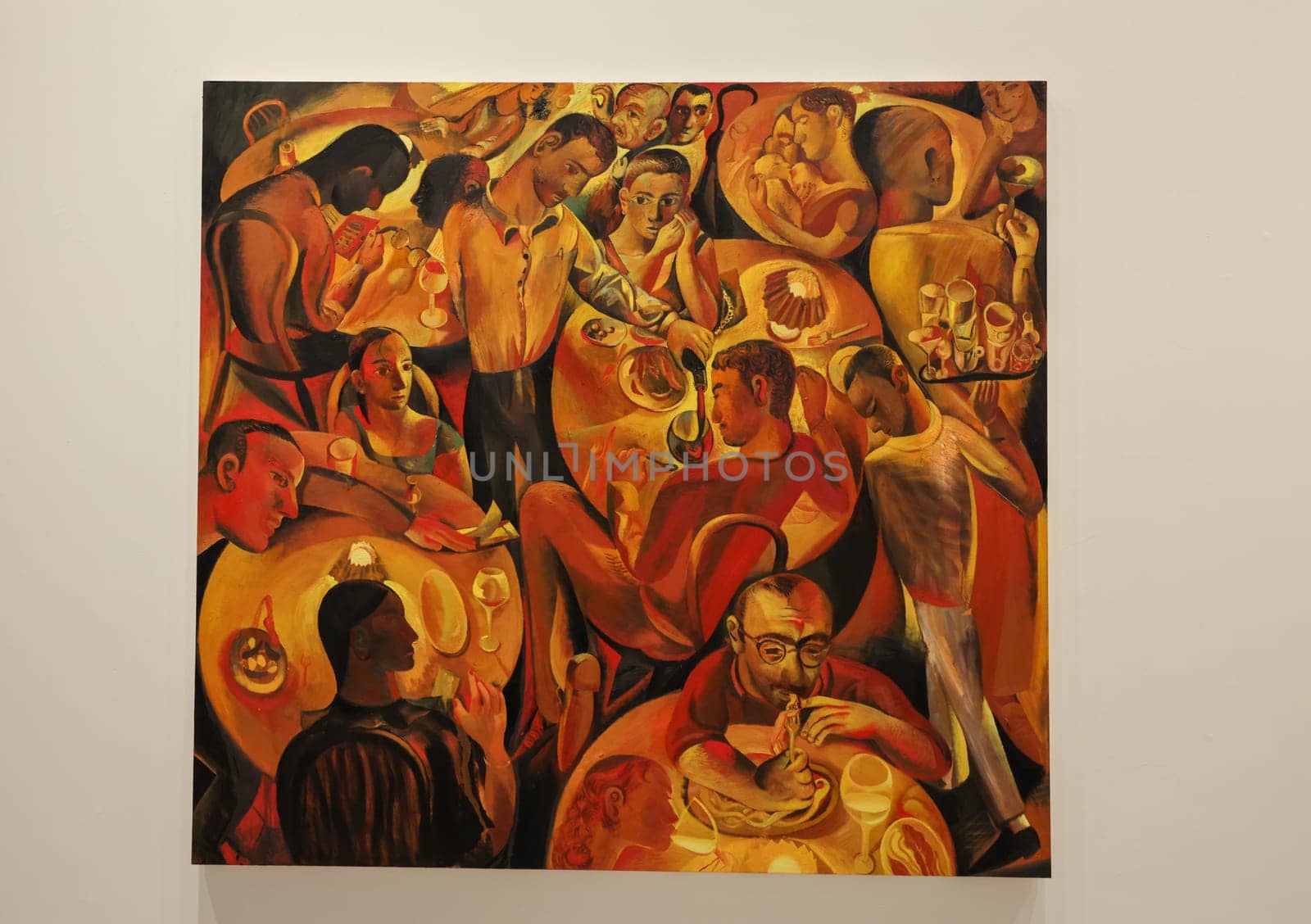 Venice, Italy - May 7 2024: Foreigners Everywhere 60th Venice Art Biennale in Venice. Wine 2024 by Louis Fratino. Oil on canvas