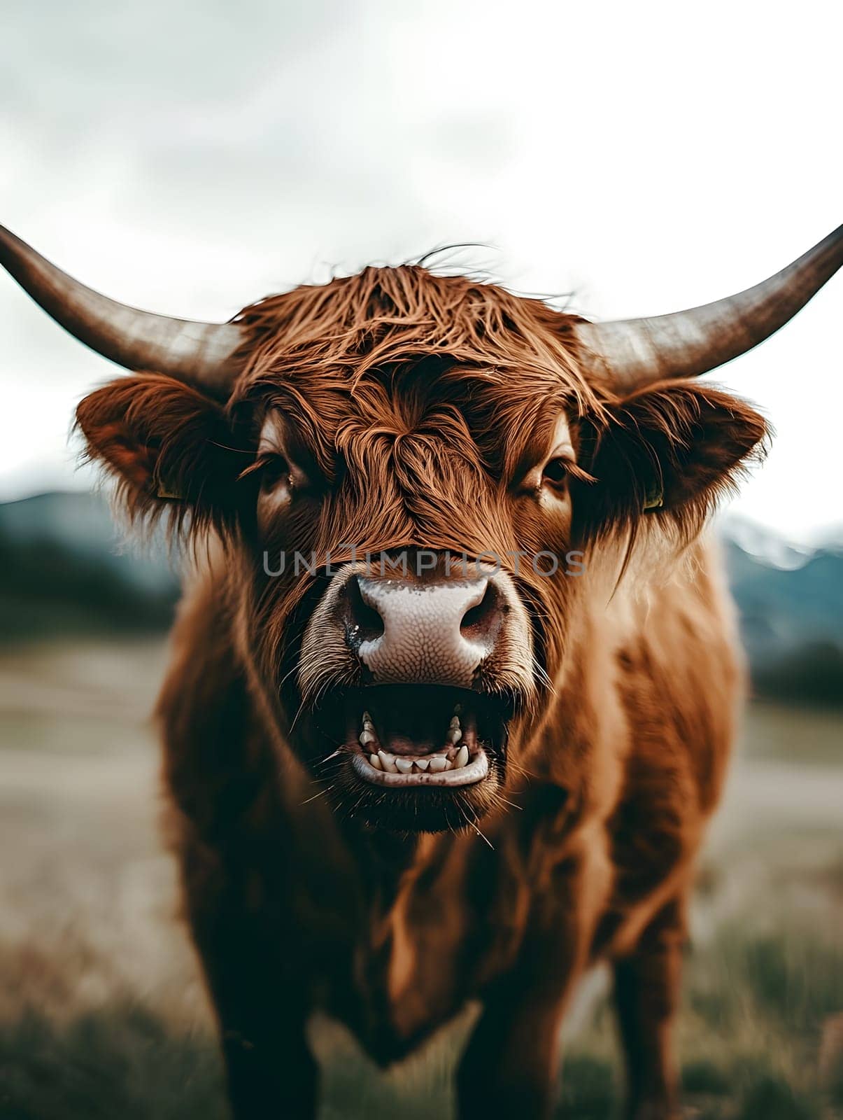 Angry Farm Cow agricultural Animal dark background