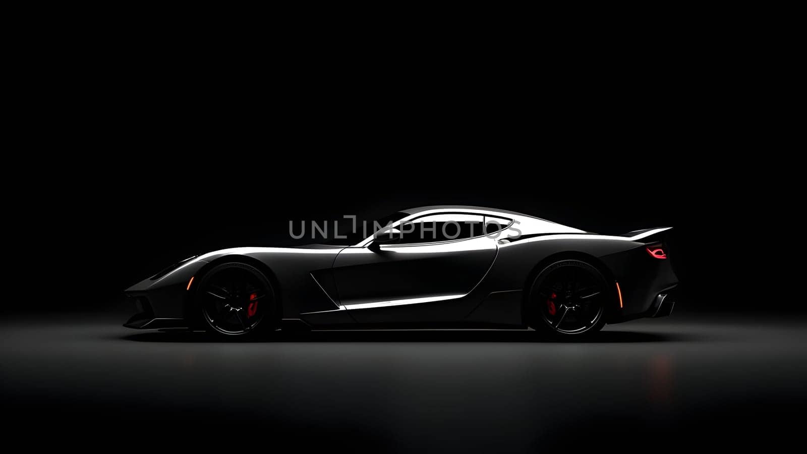 Black luxury car on black background