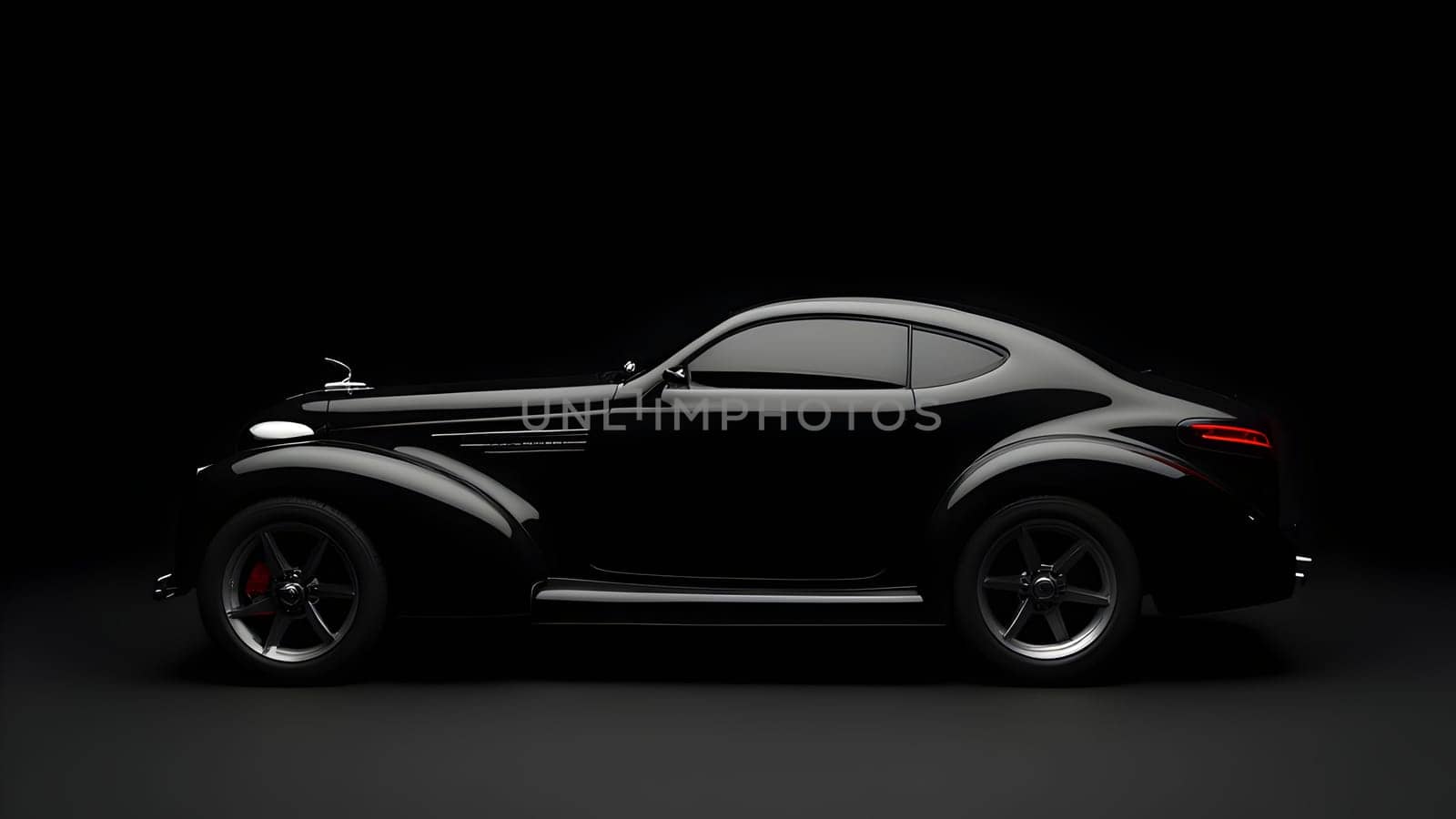 Black luxury car on black background