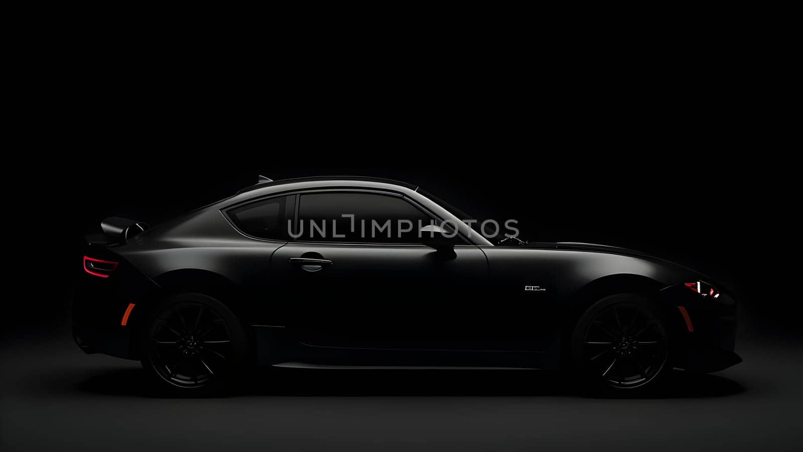 Black luxury car on black background