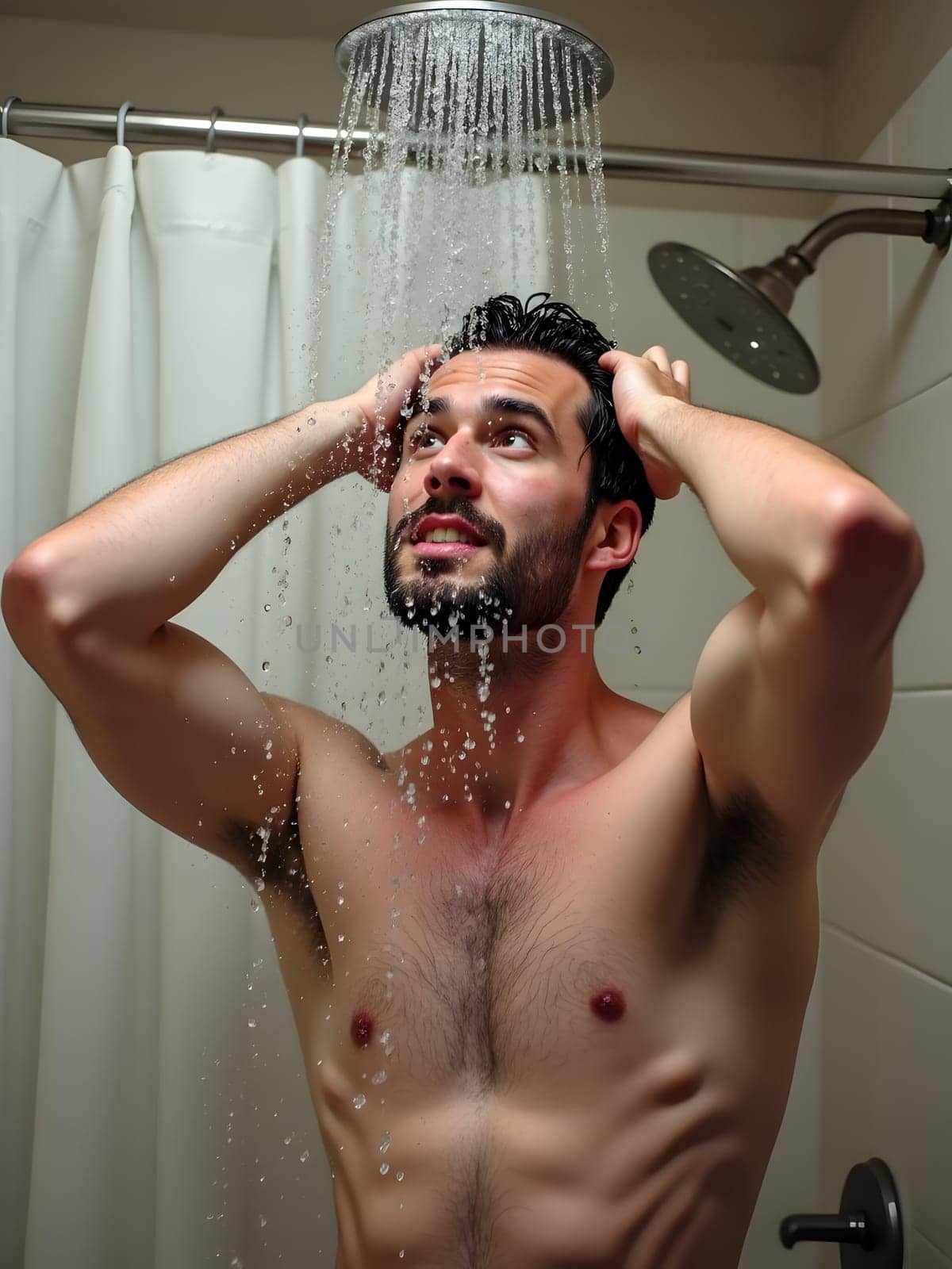 Man washing in the shower