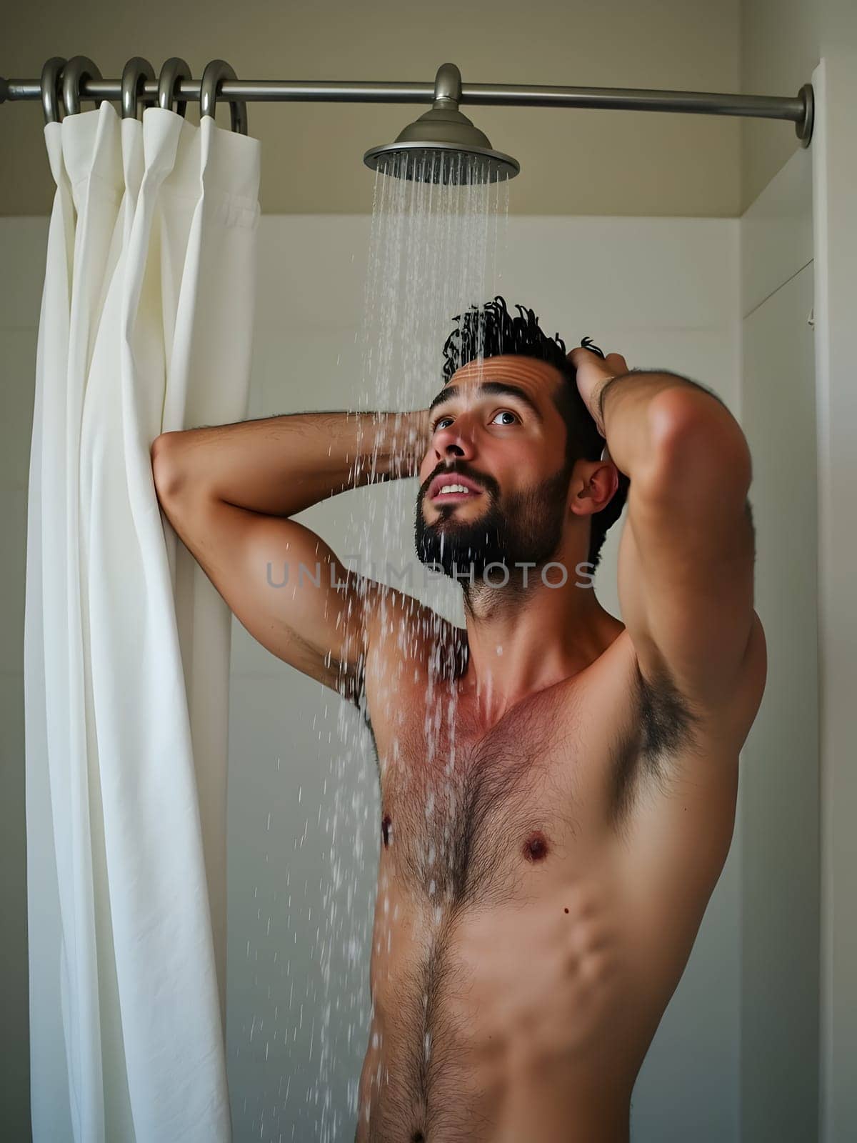 Man washing in the shower
