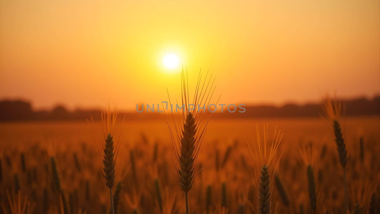Wheat field in the sunset