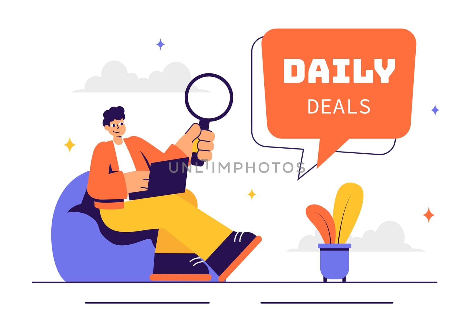 Daily Deals Vector Illustration Showcasing Various Shopping Items with Increasing Discounts to Ideal for Promotions, Sales, and E-Commerce Background