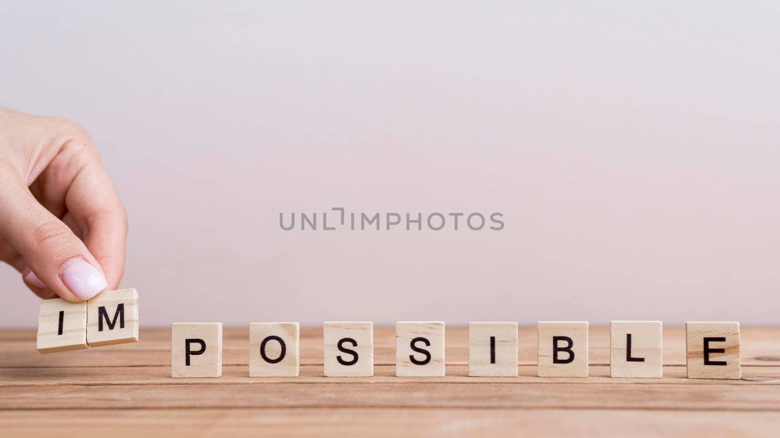 impossible text white cubes arrangement. High resolution photo