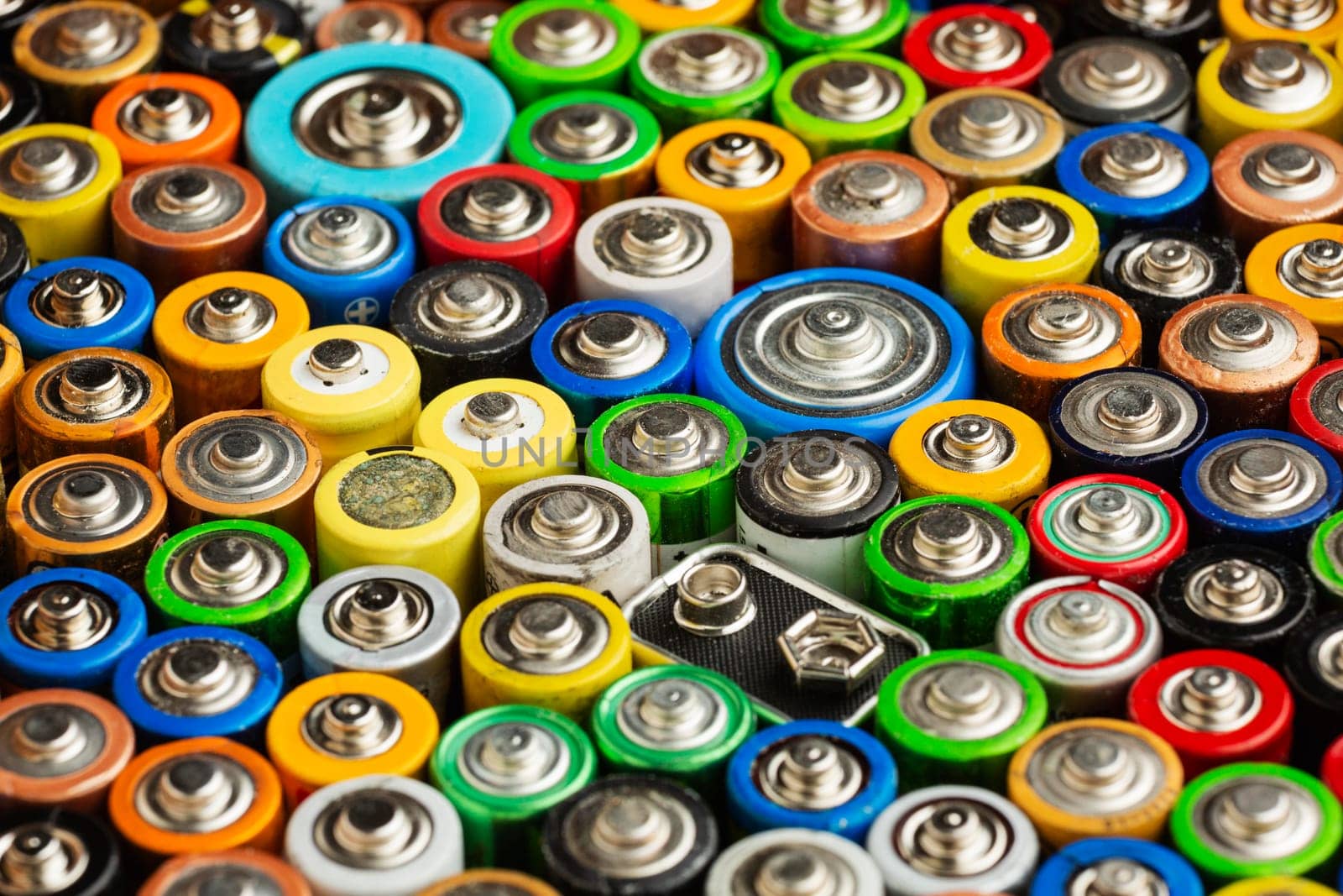high view battery pollution waste. High resolution photo