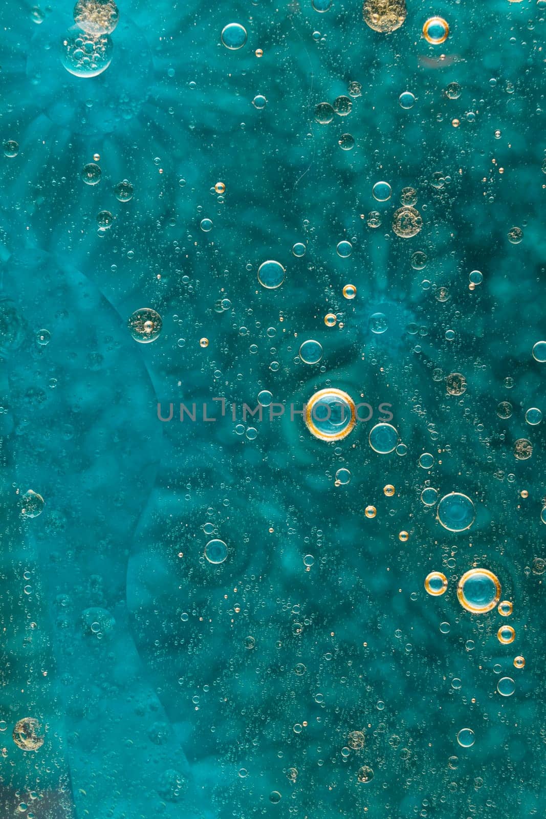 oil bubbles green water surface. High resolution photo
