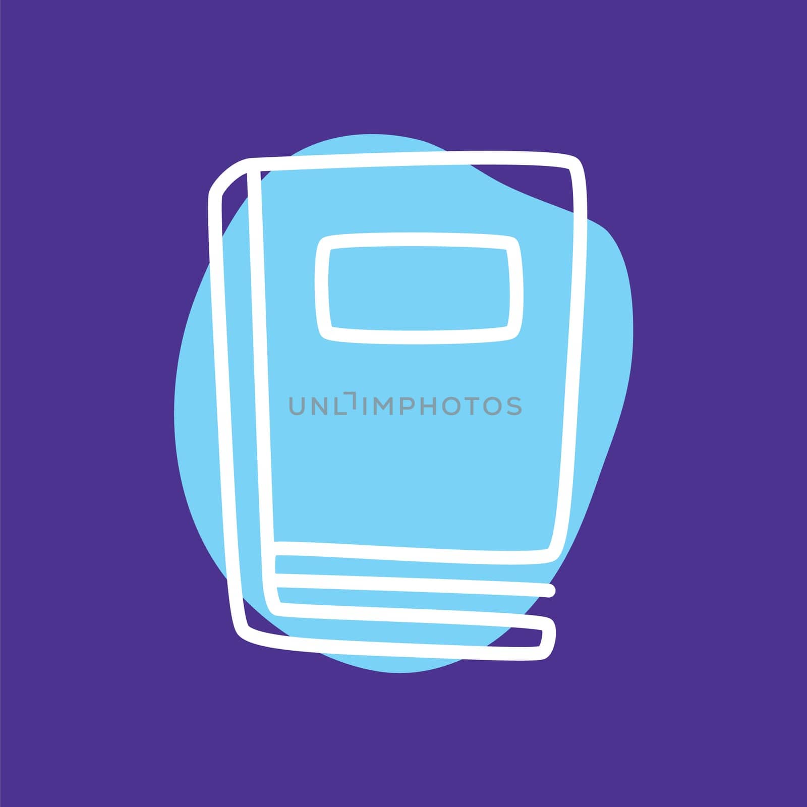 Doodle book or notebook icon with bookmark, handdrawn with thin line. Knowledge and education symbol. Vector illustration isolated on white background