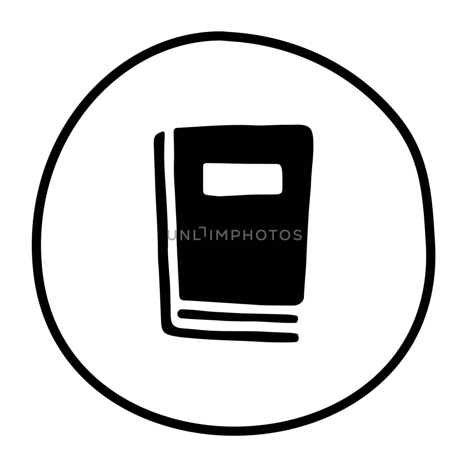 Doodle book icon hand drawn with thin line in minimalistic style. School, college education symbol isolated on white background. Vector illustration