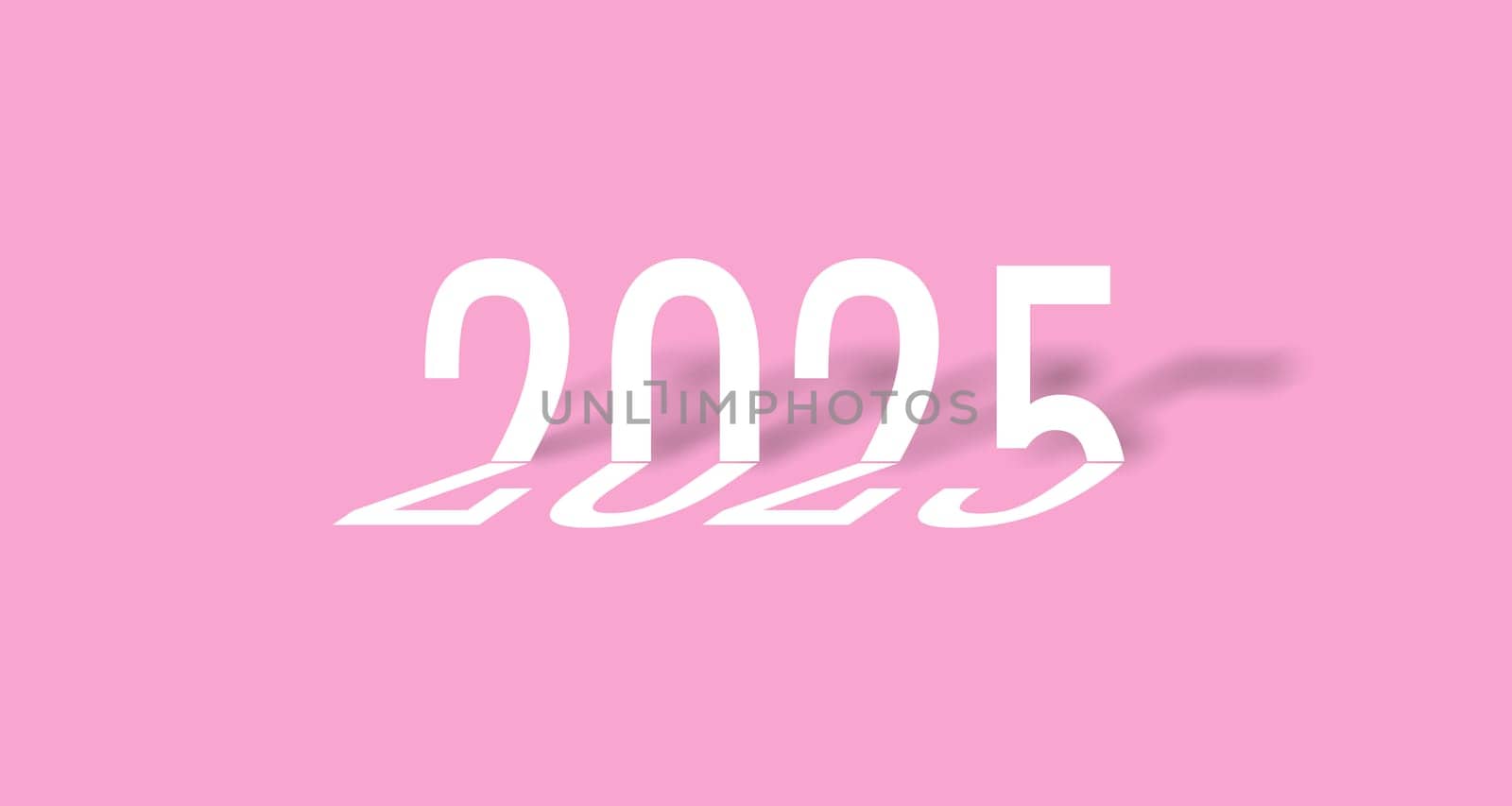 2025 New year text concept on a pink background. 3d illustration