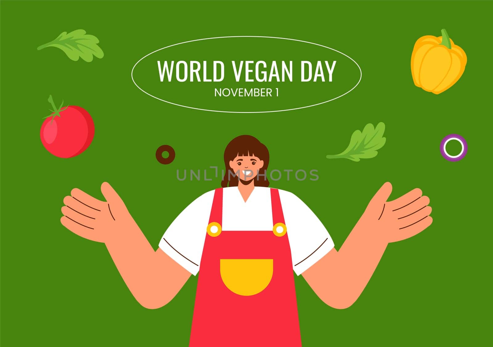 World Vegan Day Social Media Background with Hand-Drawn Template