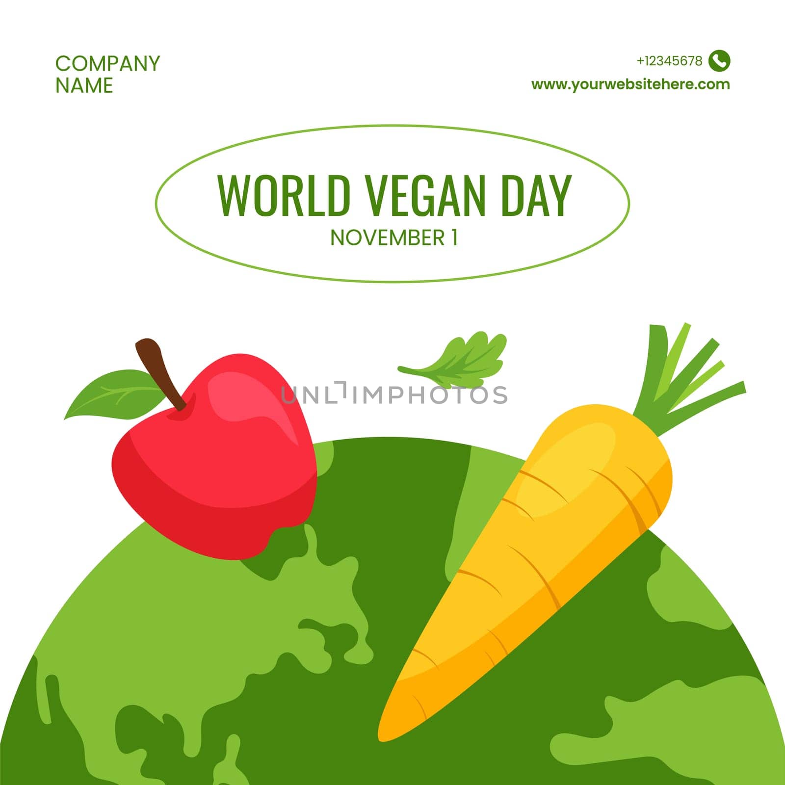 World Vegan Day Social Media Background with Hand-Drawn Template