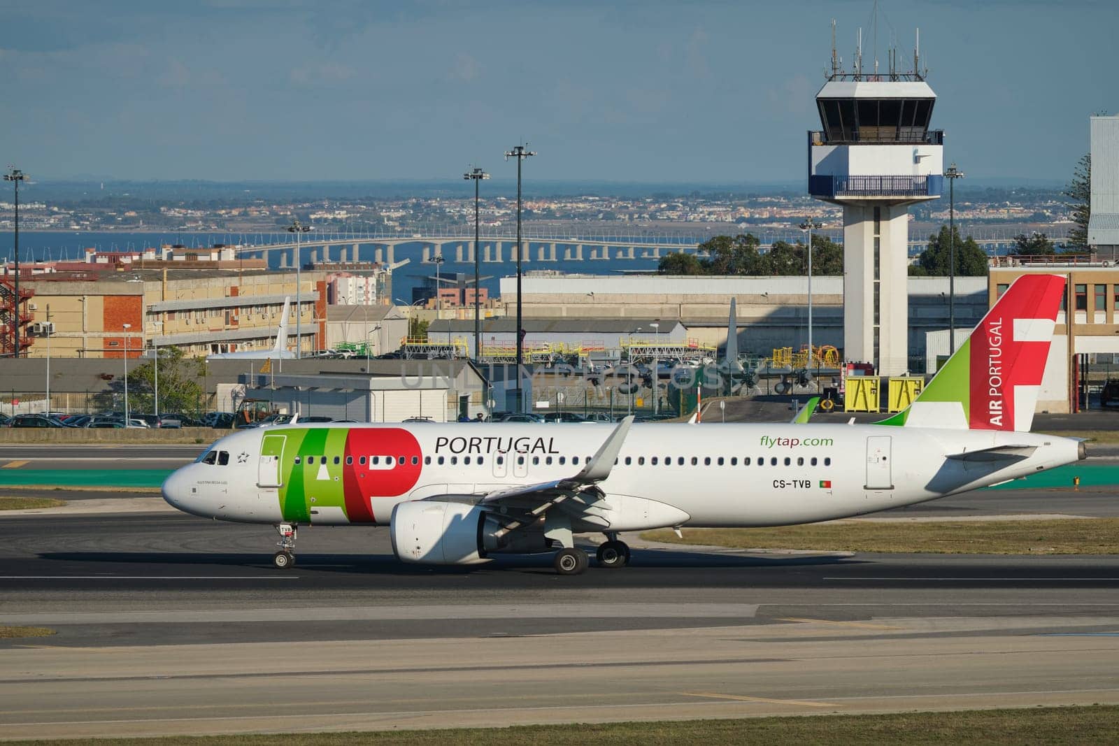 Lisbon, Portugal - September 2, 2023: TAP Air Portugal Airbus A321-251N passenger plane taxi on runway in Humberto Delgado Airport in Lisbon