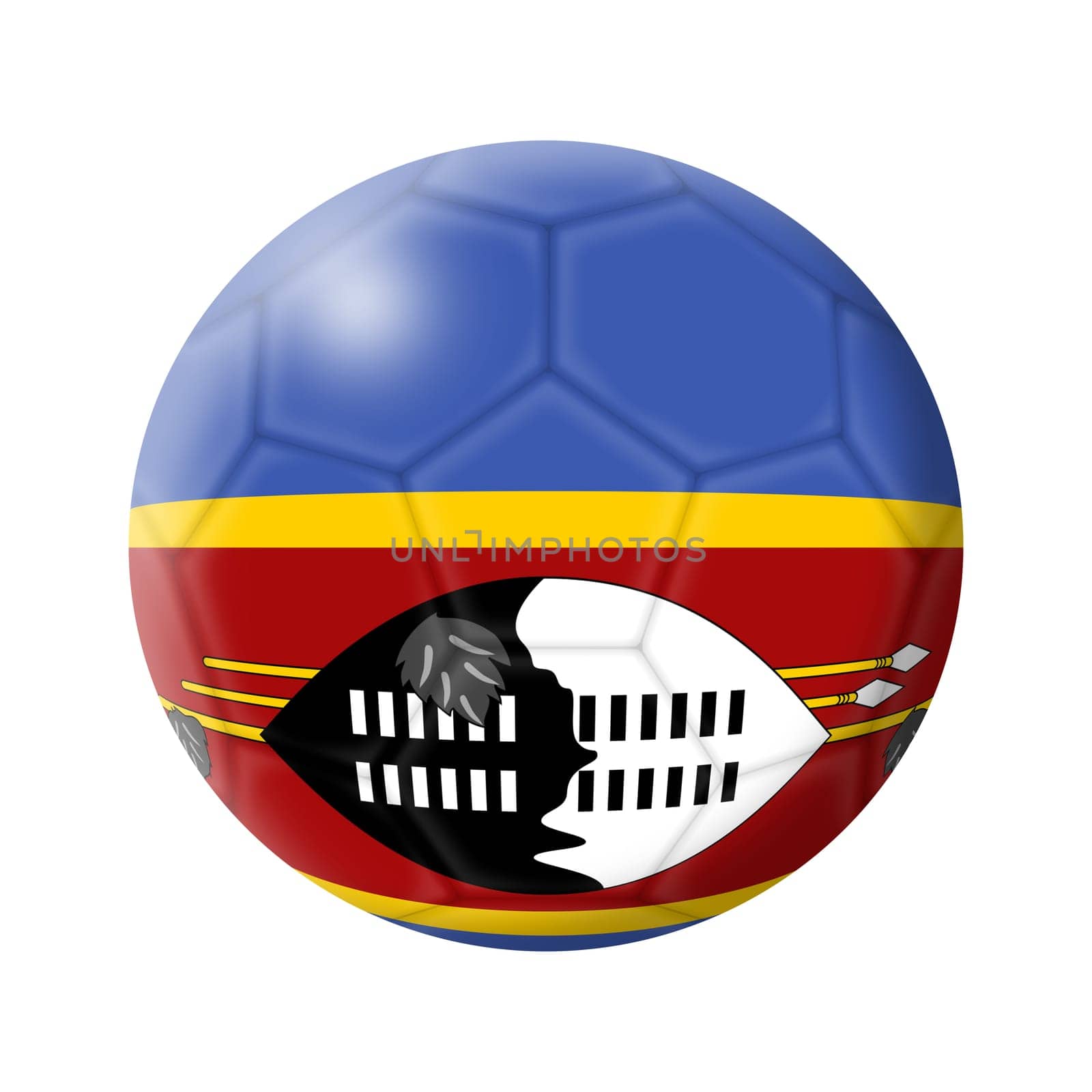 A Swaziland Eswatini soccer ball football 3d illustration isolated on white with clipping path