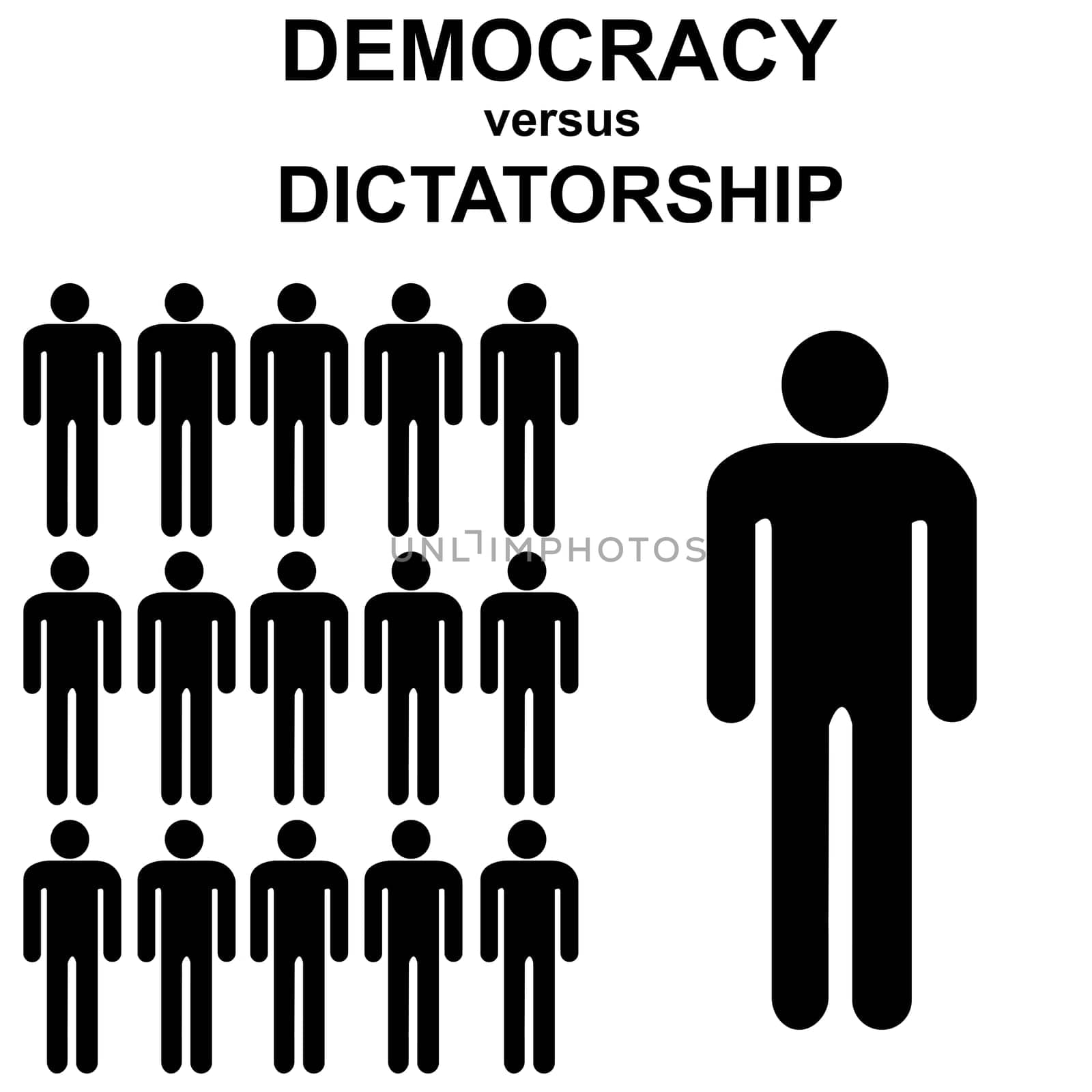 Democracy versus Dictatorship, abstract concept