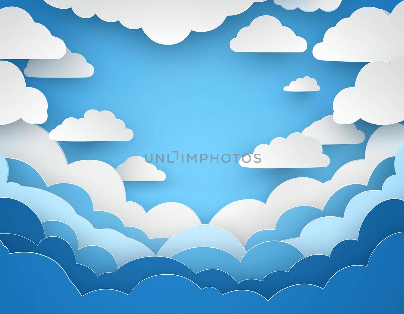 Sky with clouds in paper style
