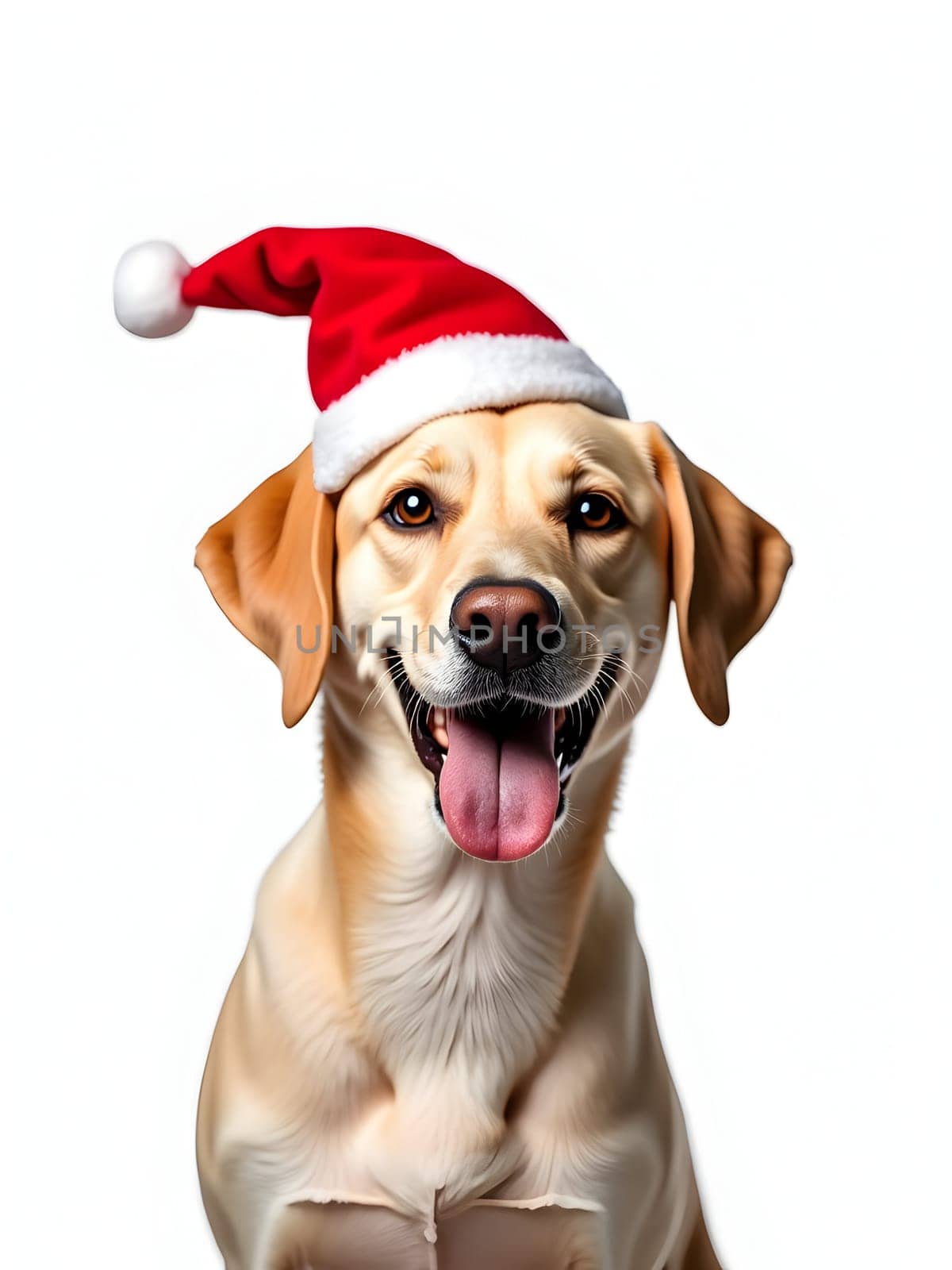 Happy dog with Santa hat