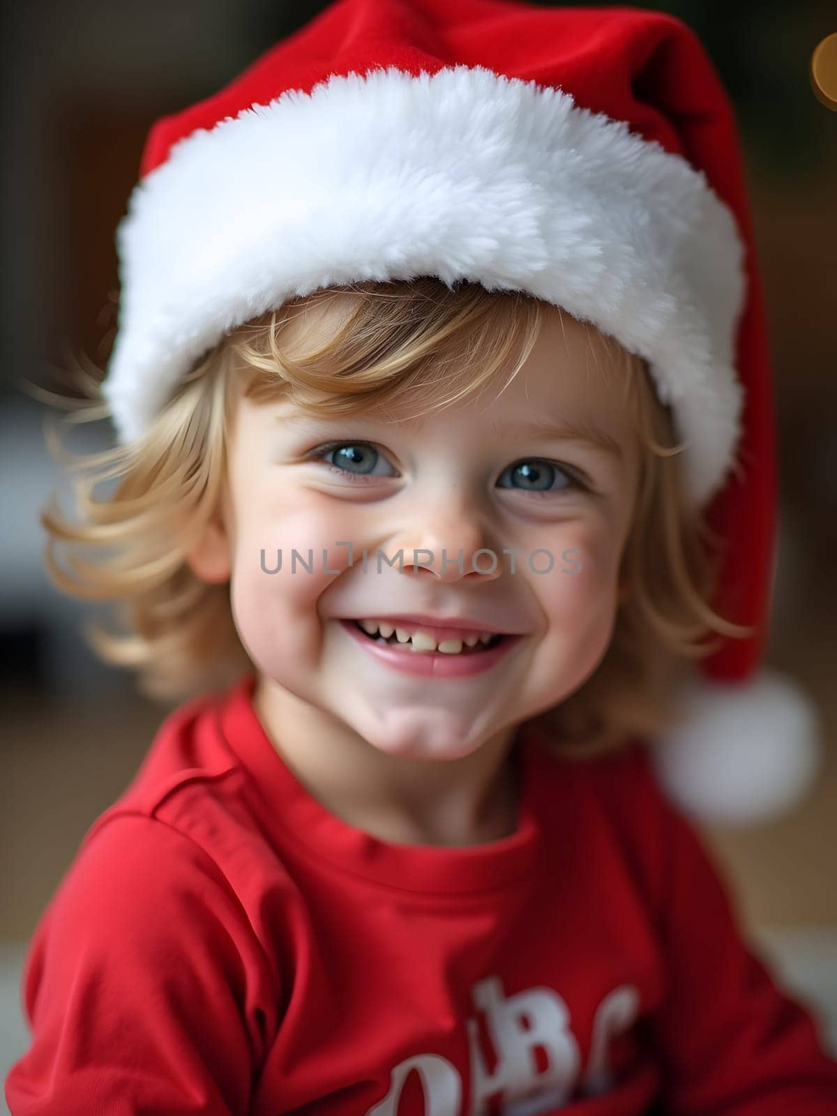 Happy child with the Santa hat