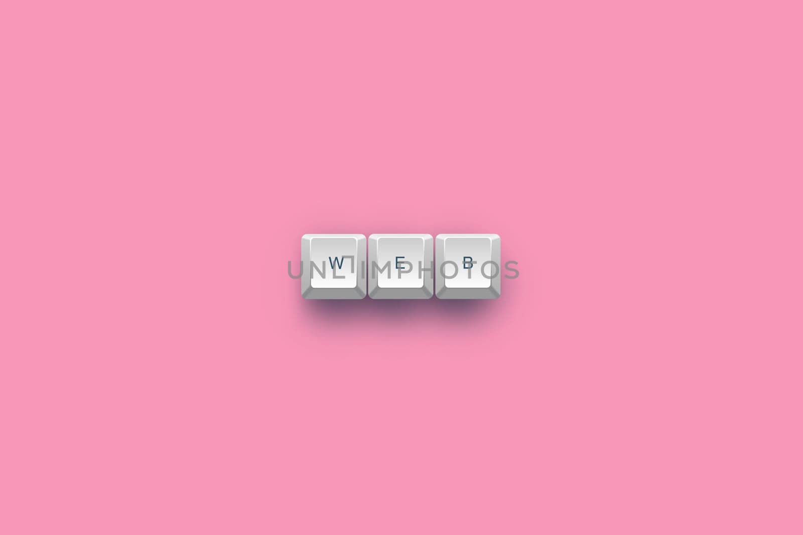 Web text on a 3d keyboard button with shadow, 3d Illustration