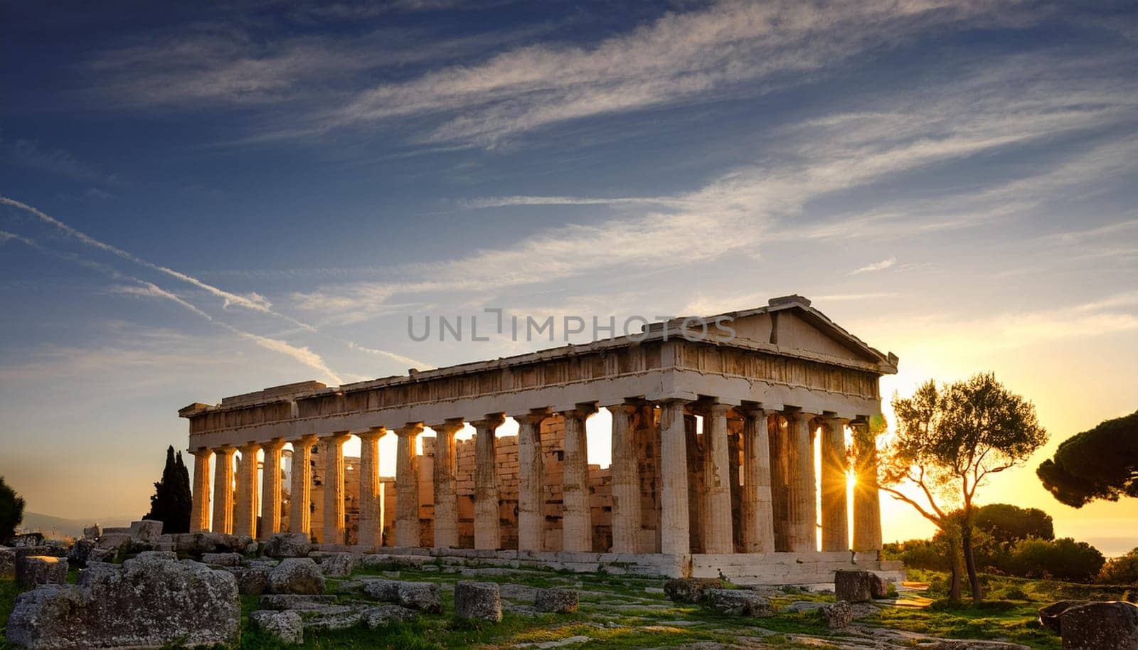 ruins of ancient greek city, AI generated image