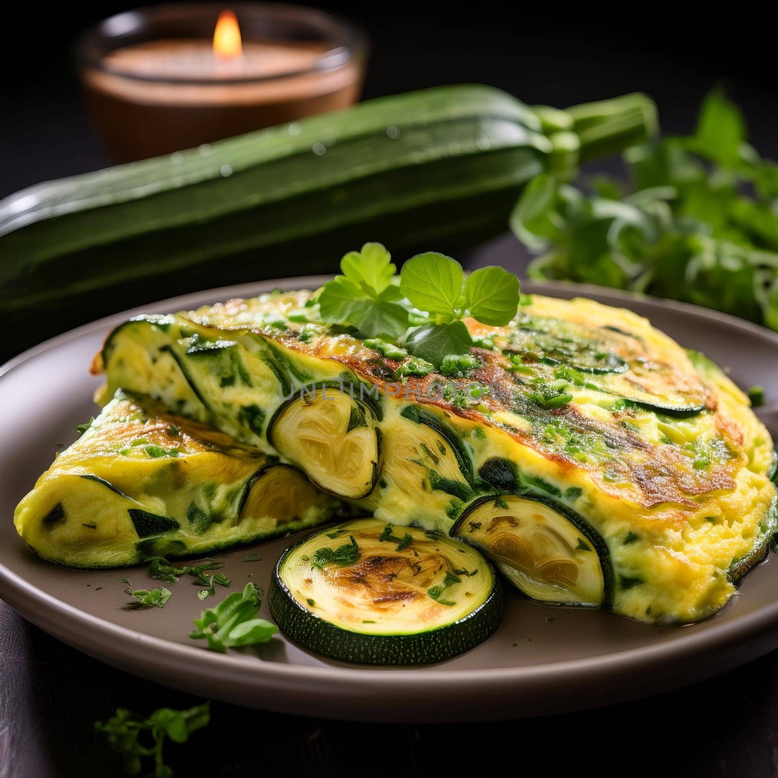 zucchini omelette vegetarian food, AI generated image