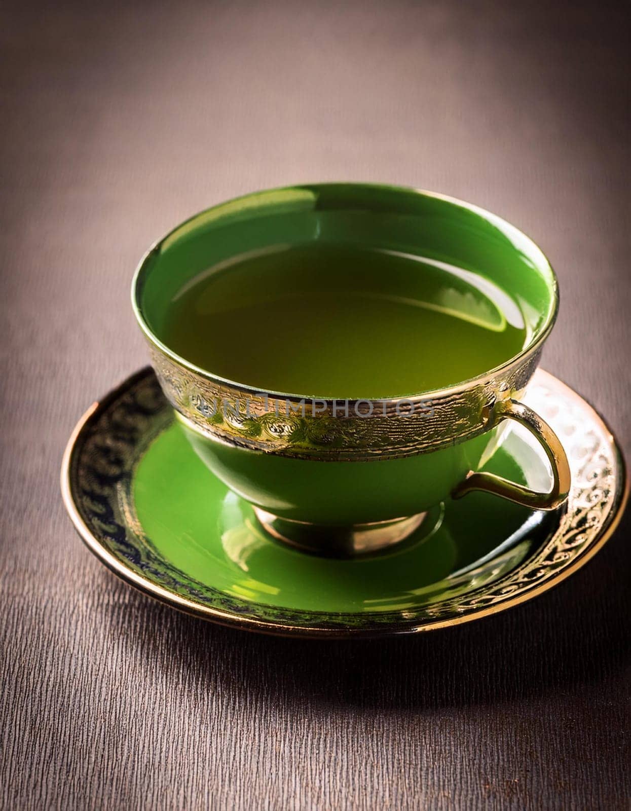 cup of gunpowder green tea, AI generated image