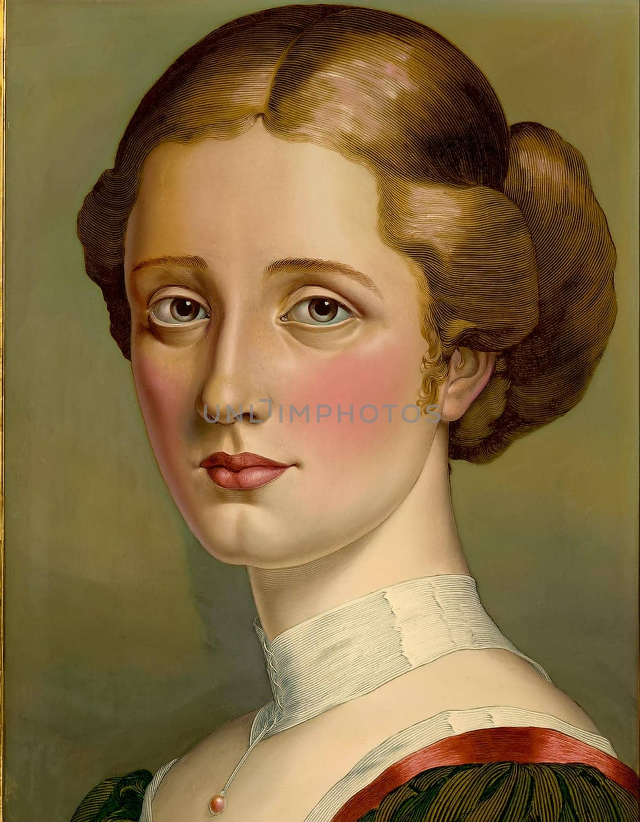 pretty young woman portrait illustration, AI generated image