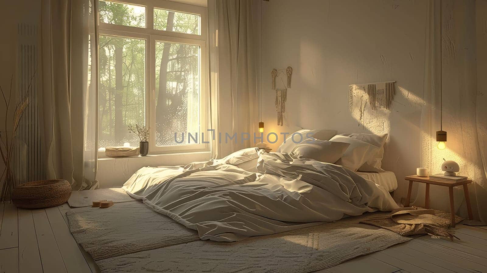 Minimalist bedroom with cozy yet uncluttered feel