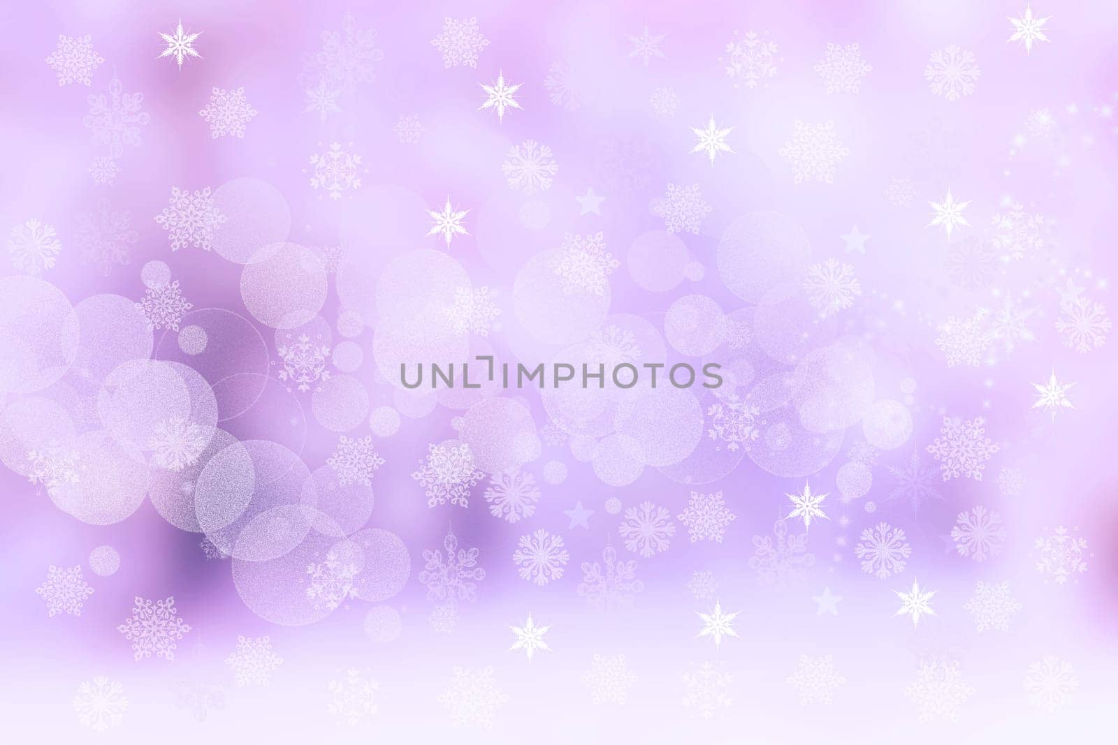Abstract blurred festive delicate winter christmas or Happy New Year background with shiny pink and white bokeh lighted stars. Space for your design. Card concept.