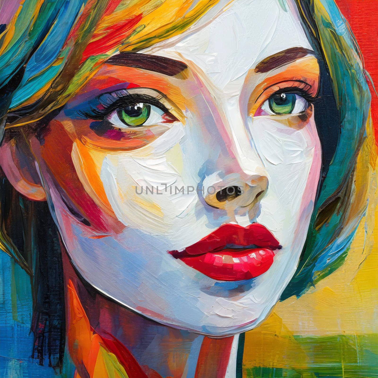 Pop Art Portrait Of A Beautiful Female Face - Generative Art