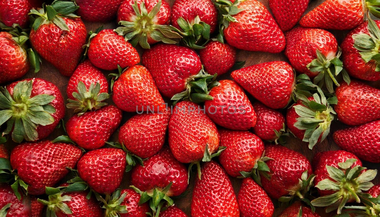 strawberries fruits vegetarian food flat top view, AI generated image