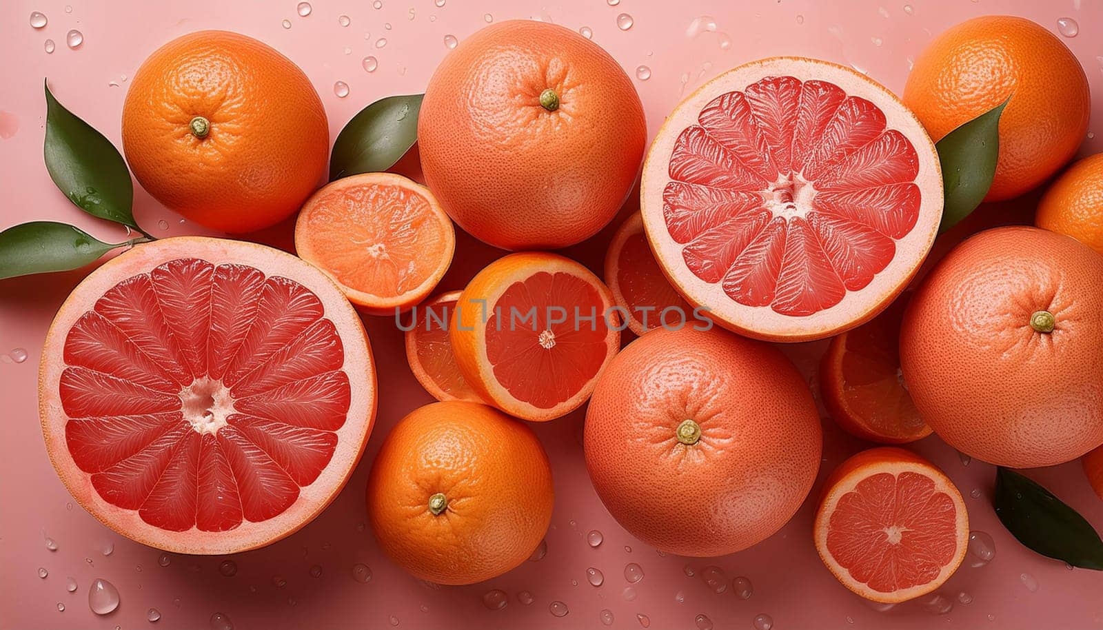 grapefruits vegetarian food flat top view, AI generated image