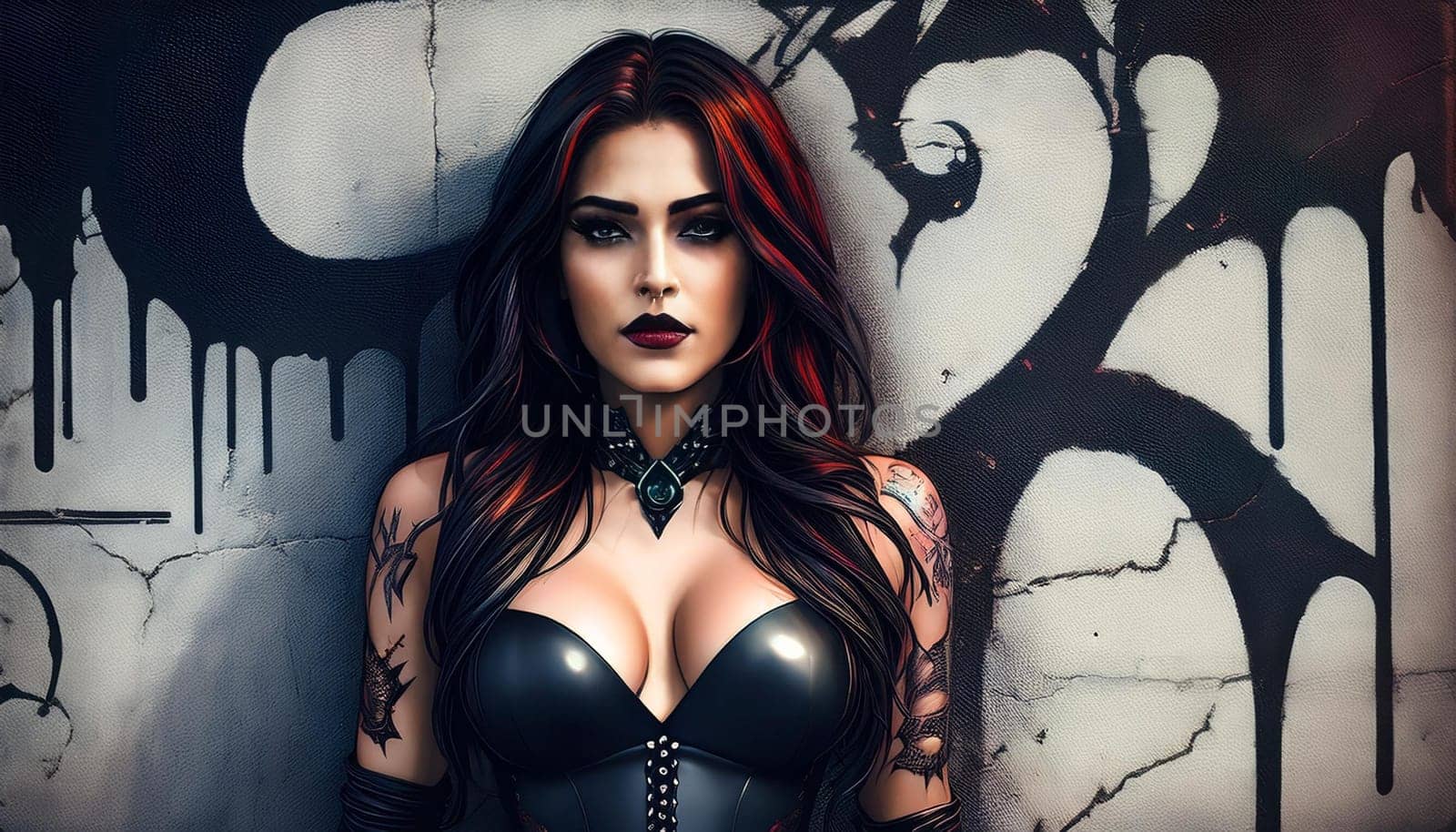 gorgeous young goth woman, AI generated image