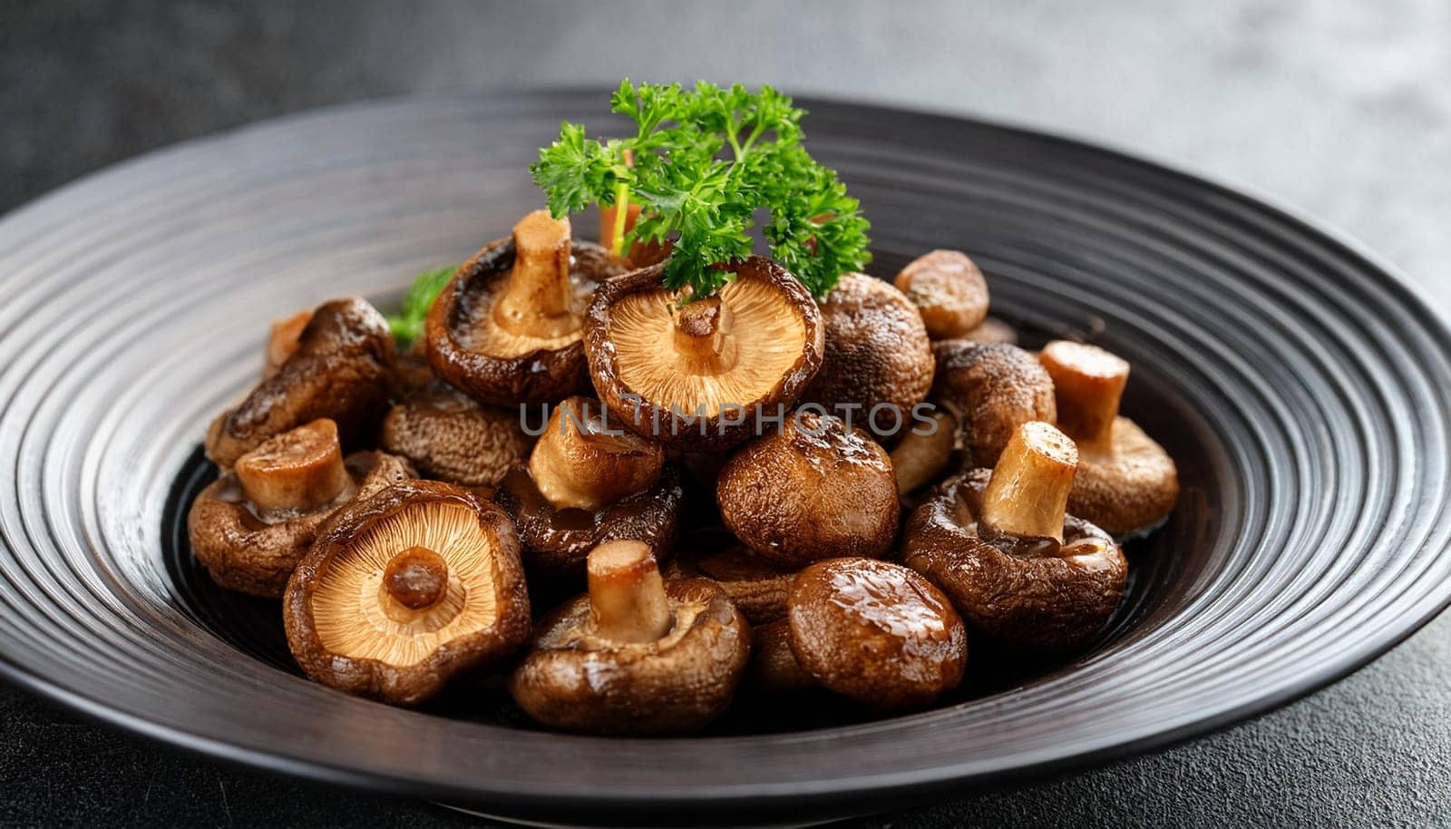 fried chinese shiitake mushrooms, AI generated image