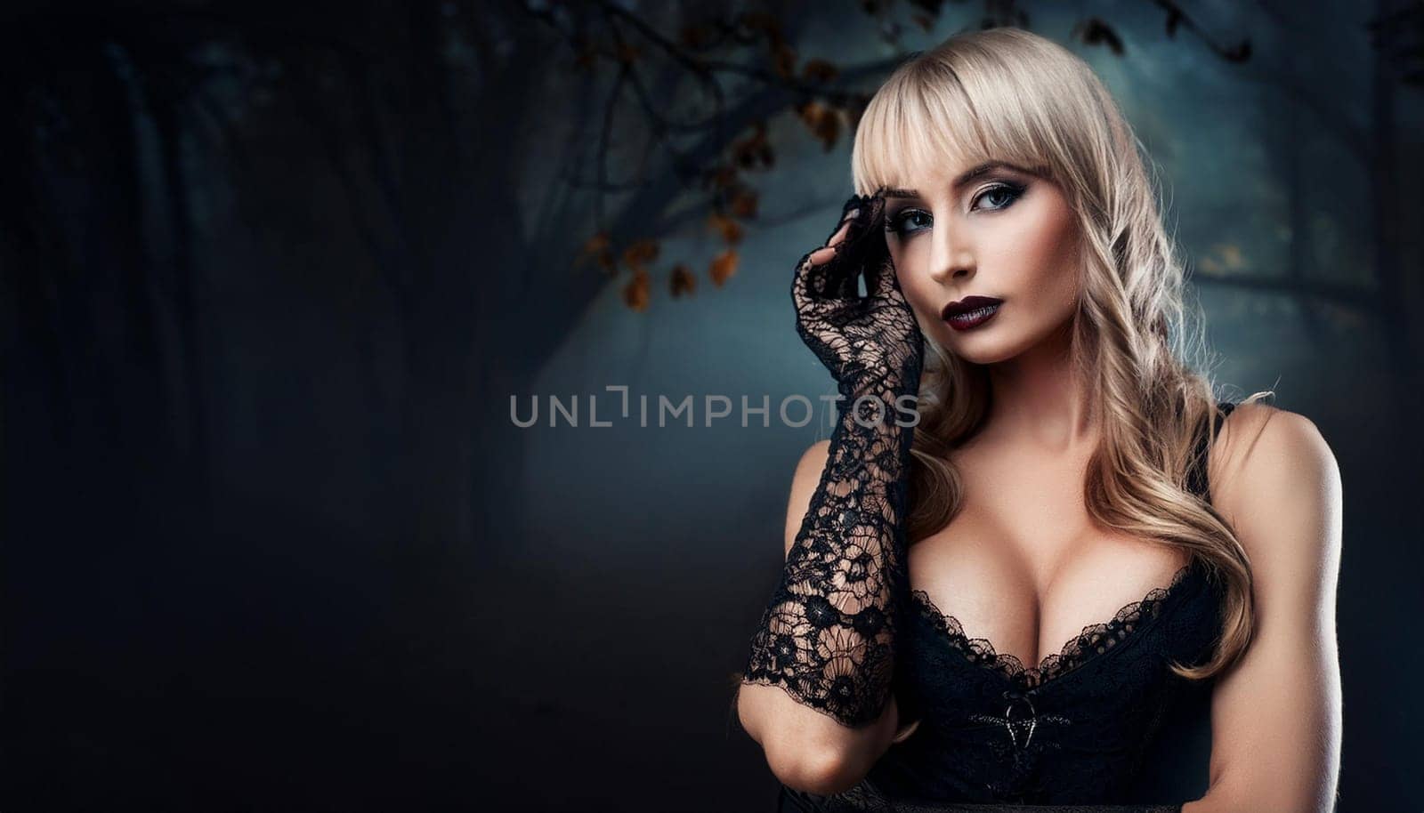 pretty young goth woman, AI generated image