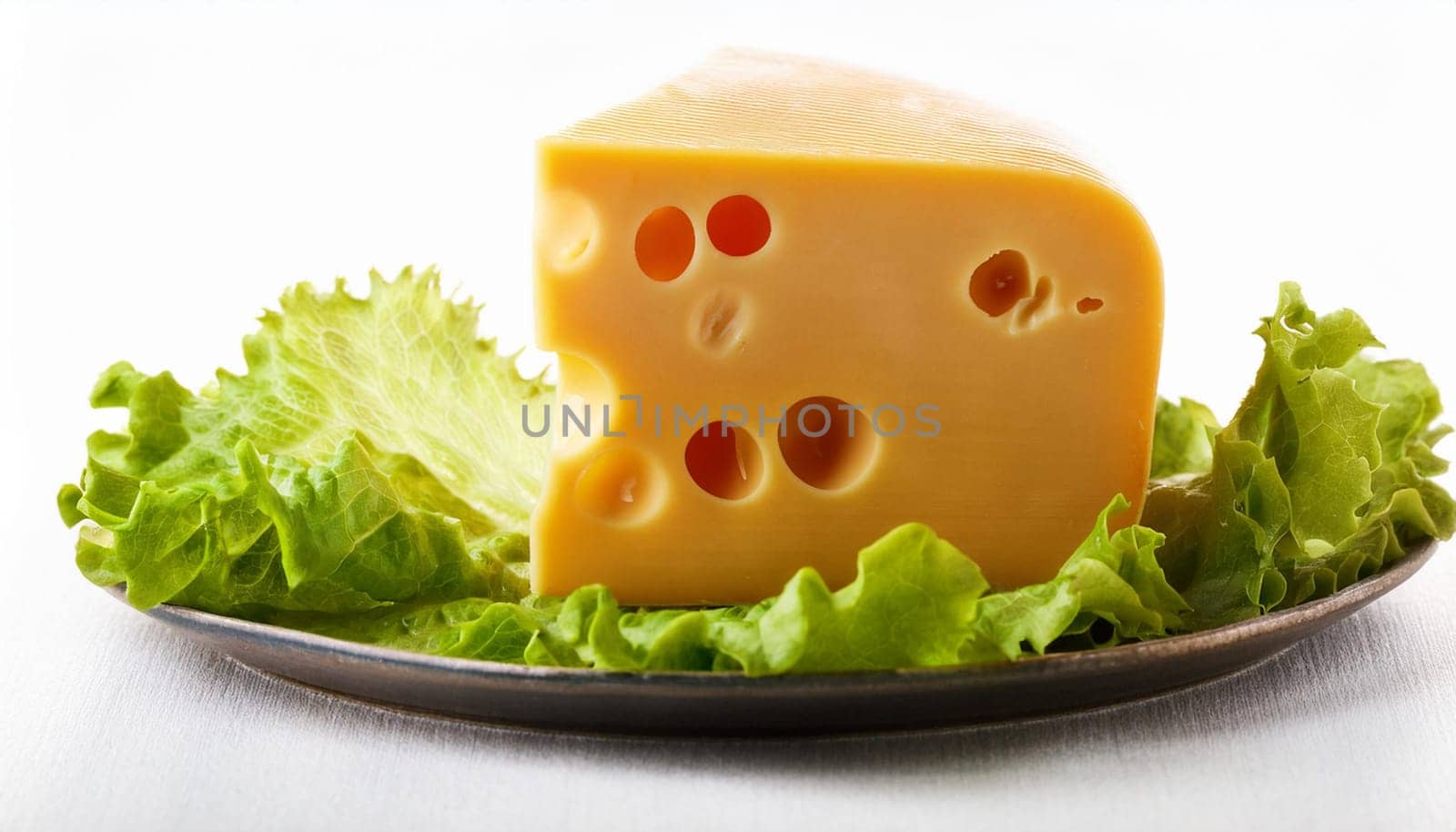 cheese with lettuce leaf, AI generated image