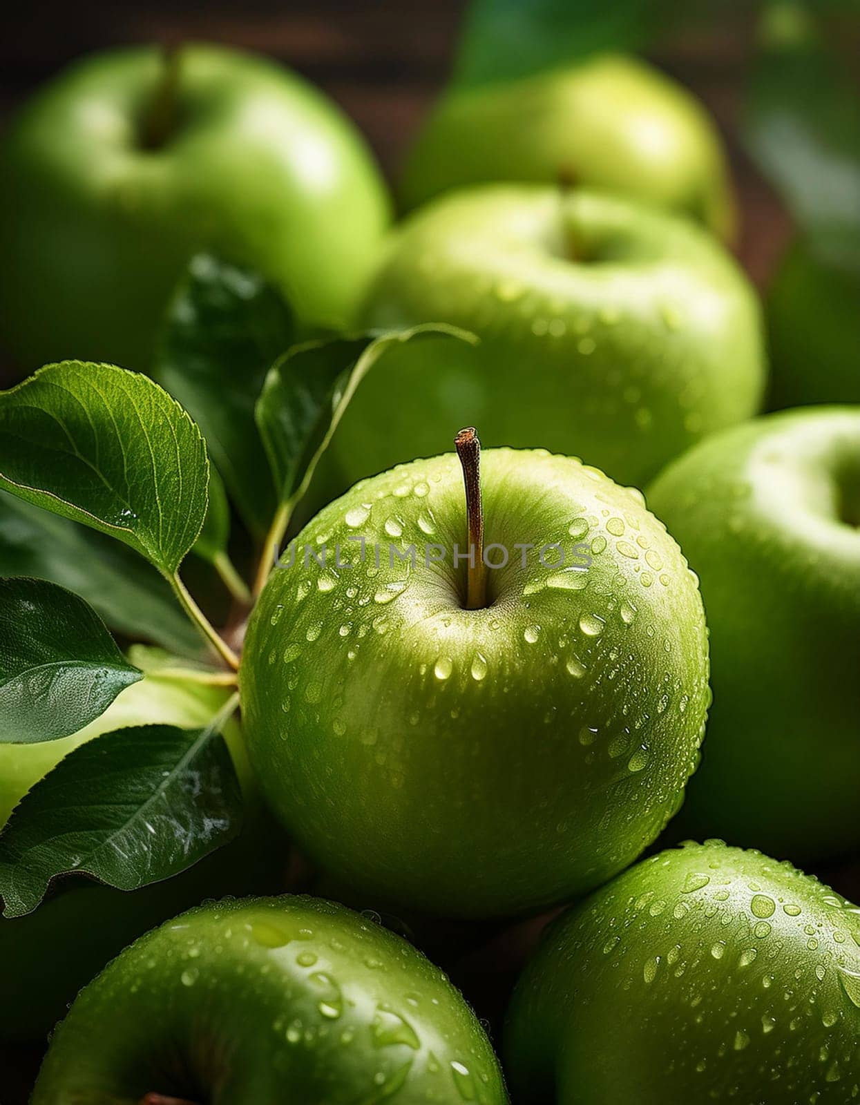 green apples granny smith fruits, AI generated image