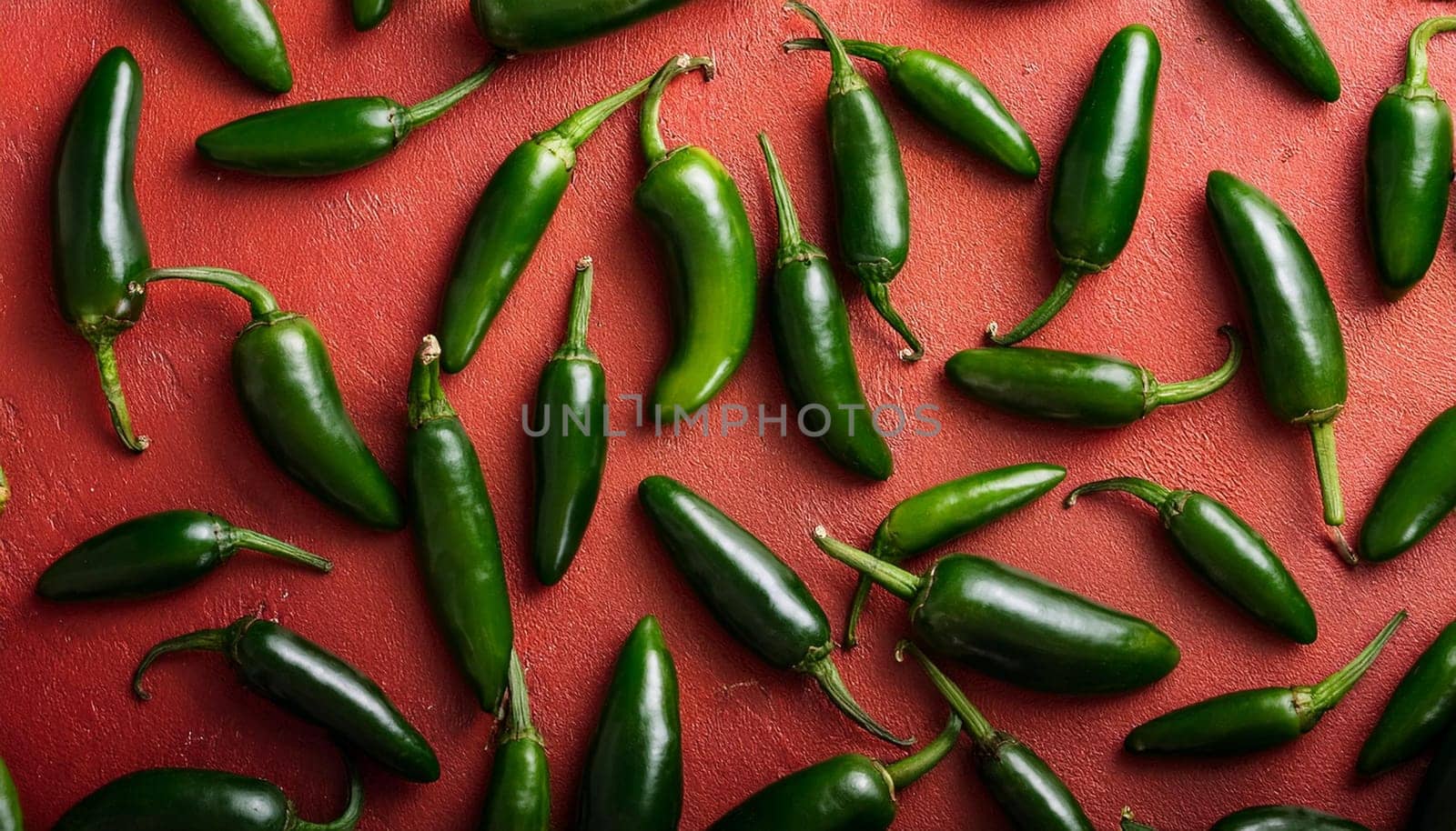 jalapenos peppers vegetables flat view, AI generated image