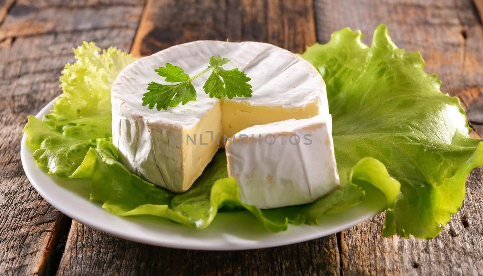 cheese with lettuce leaf, AI generated image
