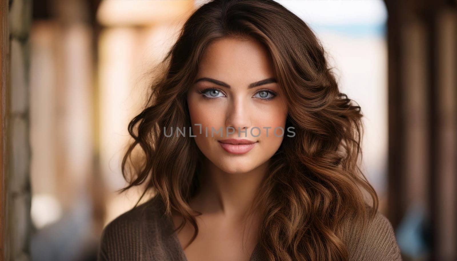 pretty young woman smiling, AI generated image