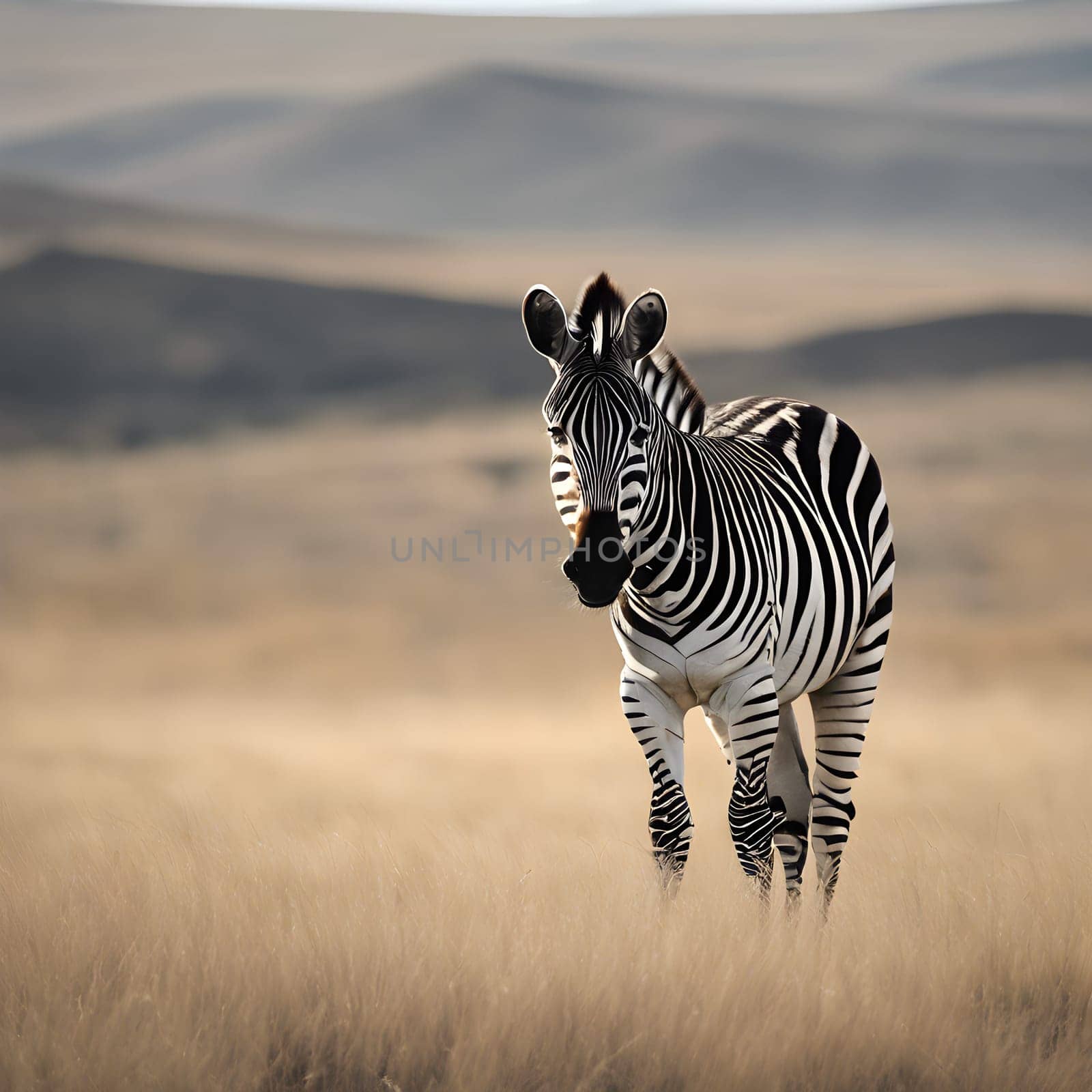Stripes and Stillness: A Zebra Amid Gentle Hills