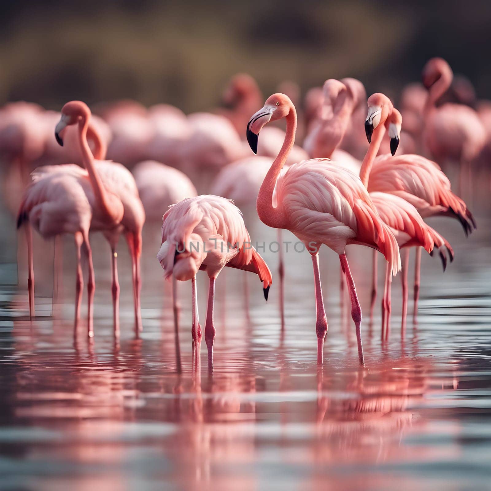 Reflections of Pink: Flamingos in Serene Waters