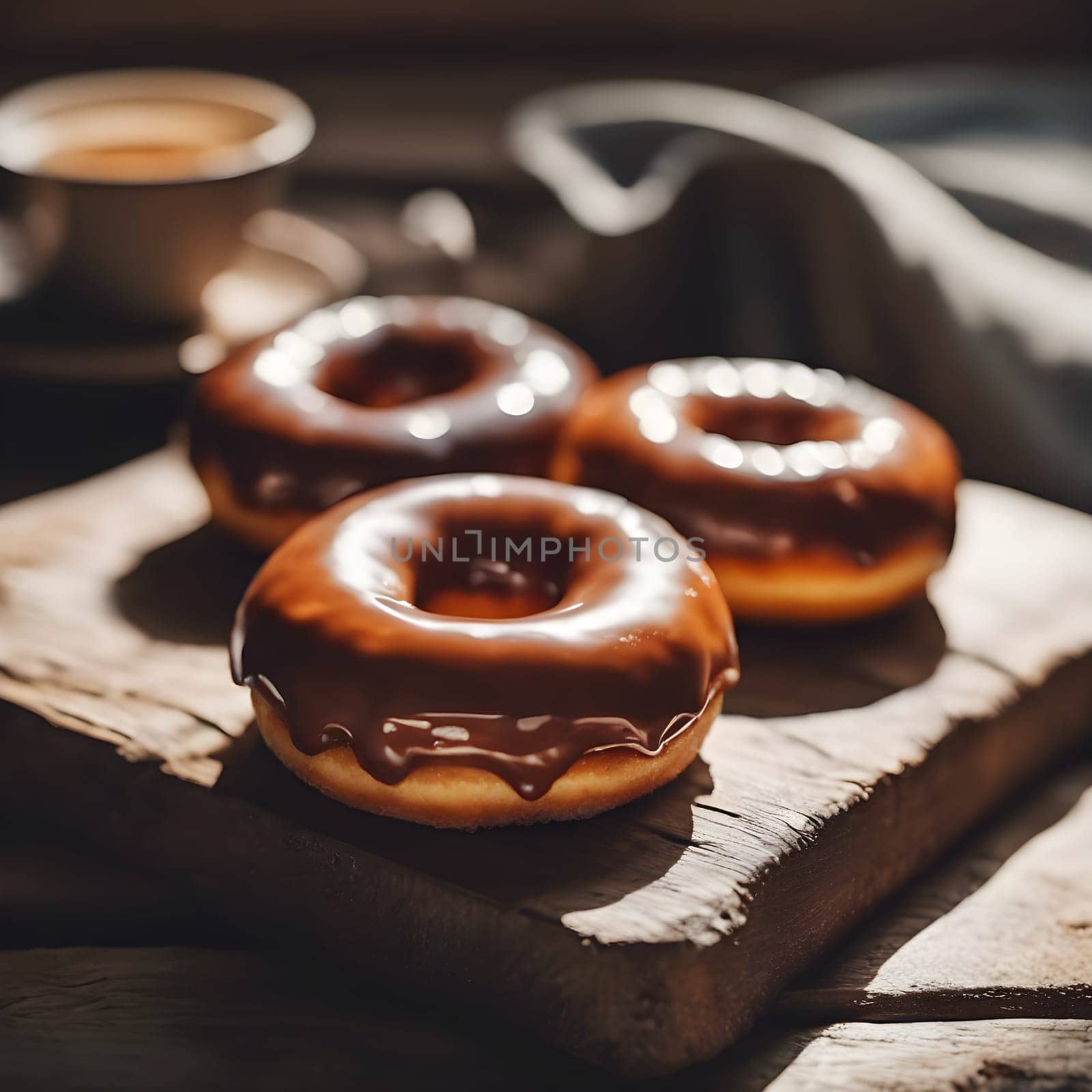 Sweet Simplicity: Close-Up of a Glazed Doughnut on Wood