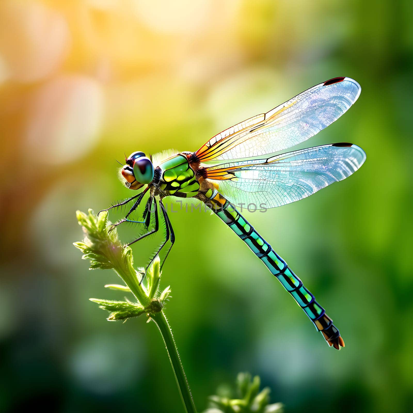 Summer Beauty: A Close-Up of a Dragonfly's Translucent Wings