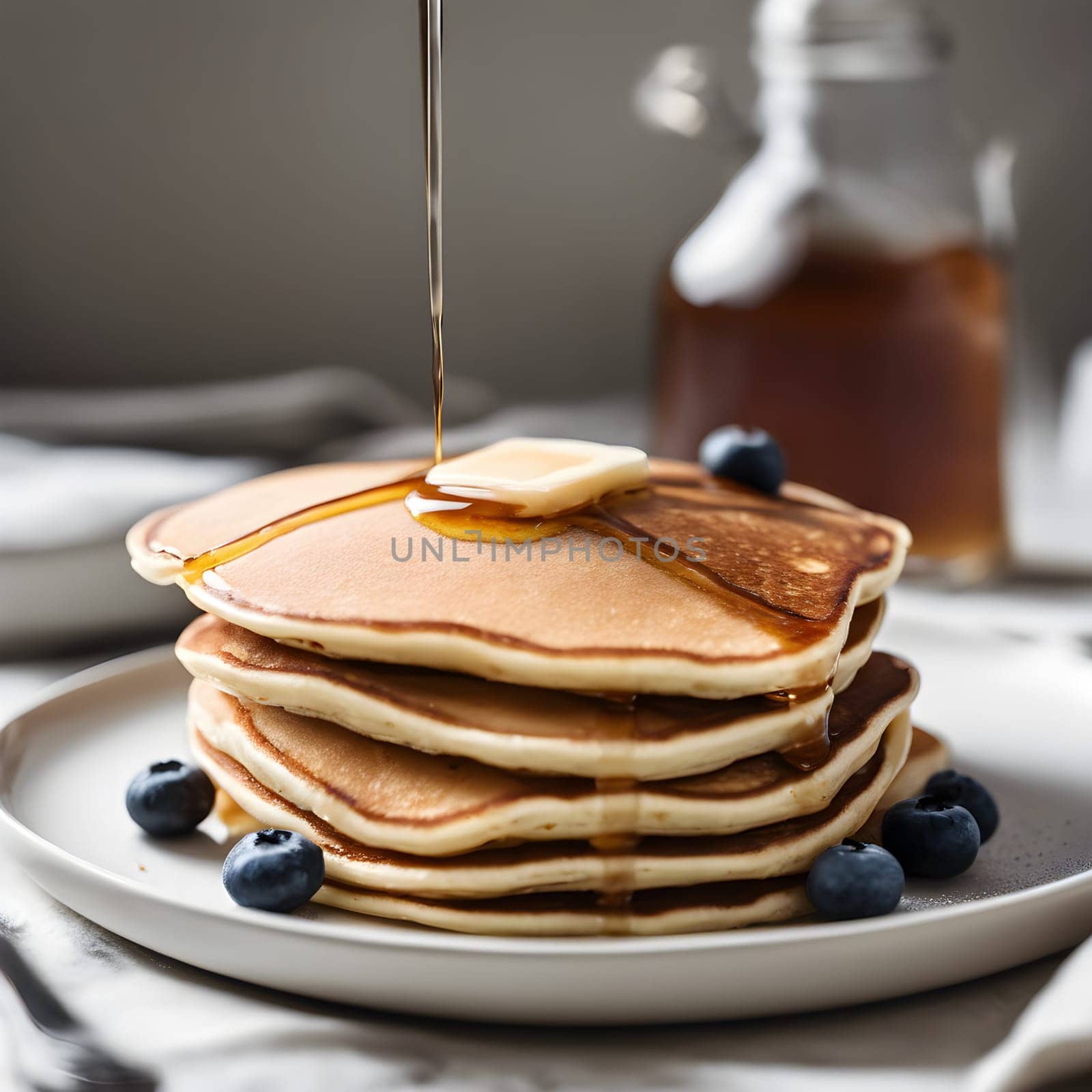 Morning Bliss: Minimalist Pancakes on White in Natural Light