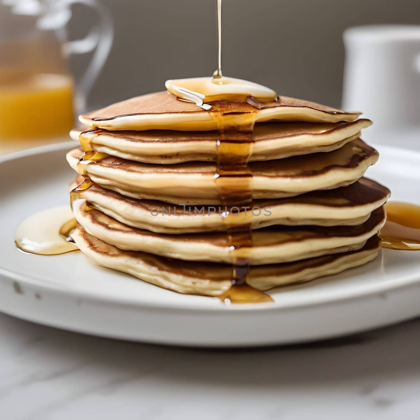 Simplicity Served: Pancakes with a Touch of Syrup and Light